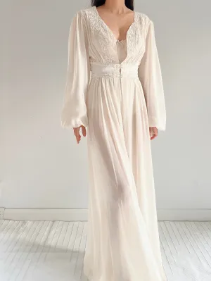 1930s Ivory Silk Chiffon Dressing Robe - S