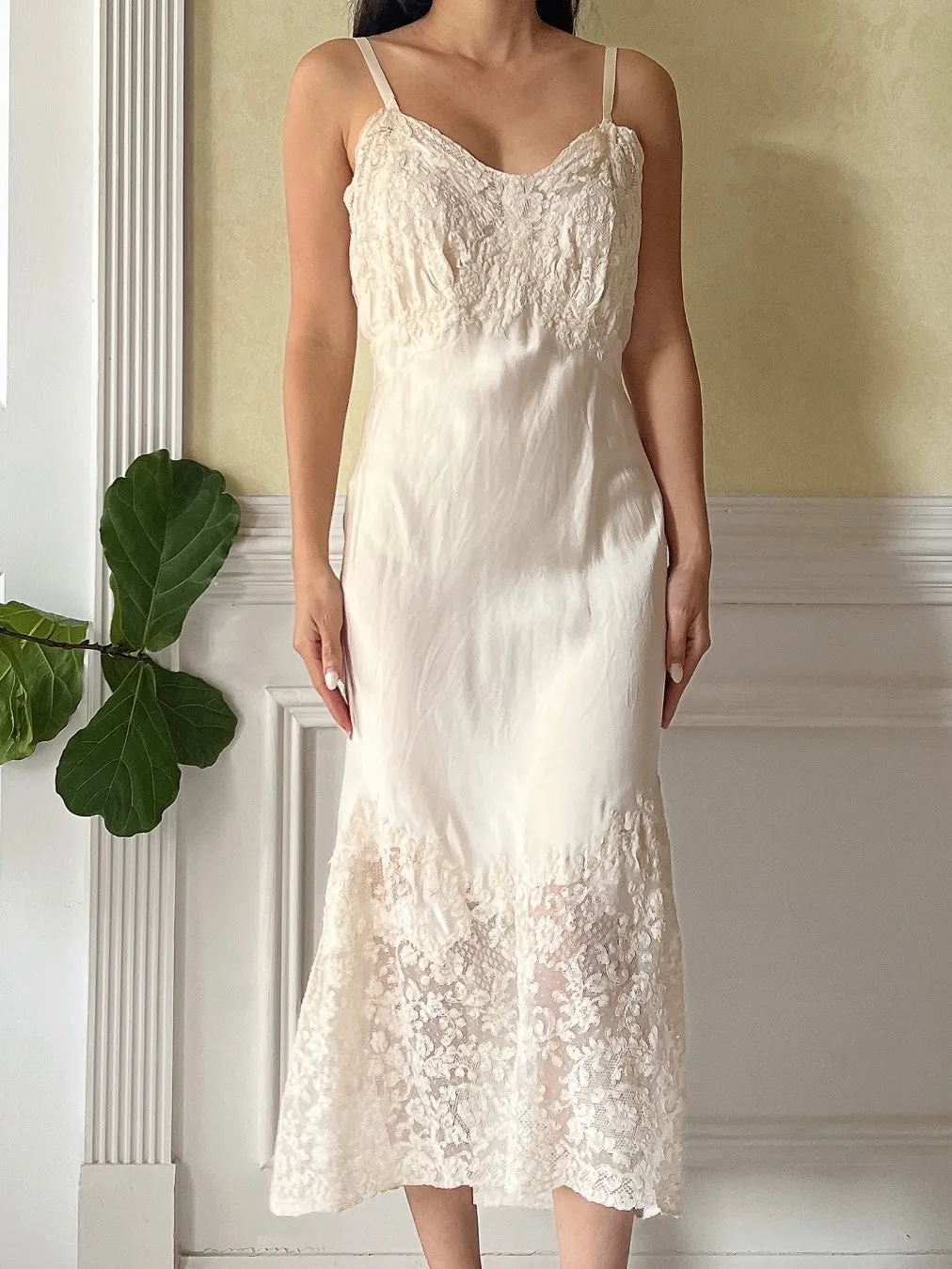1930s Lace Silk Slip - XS