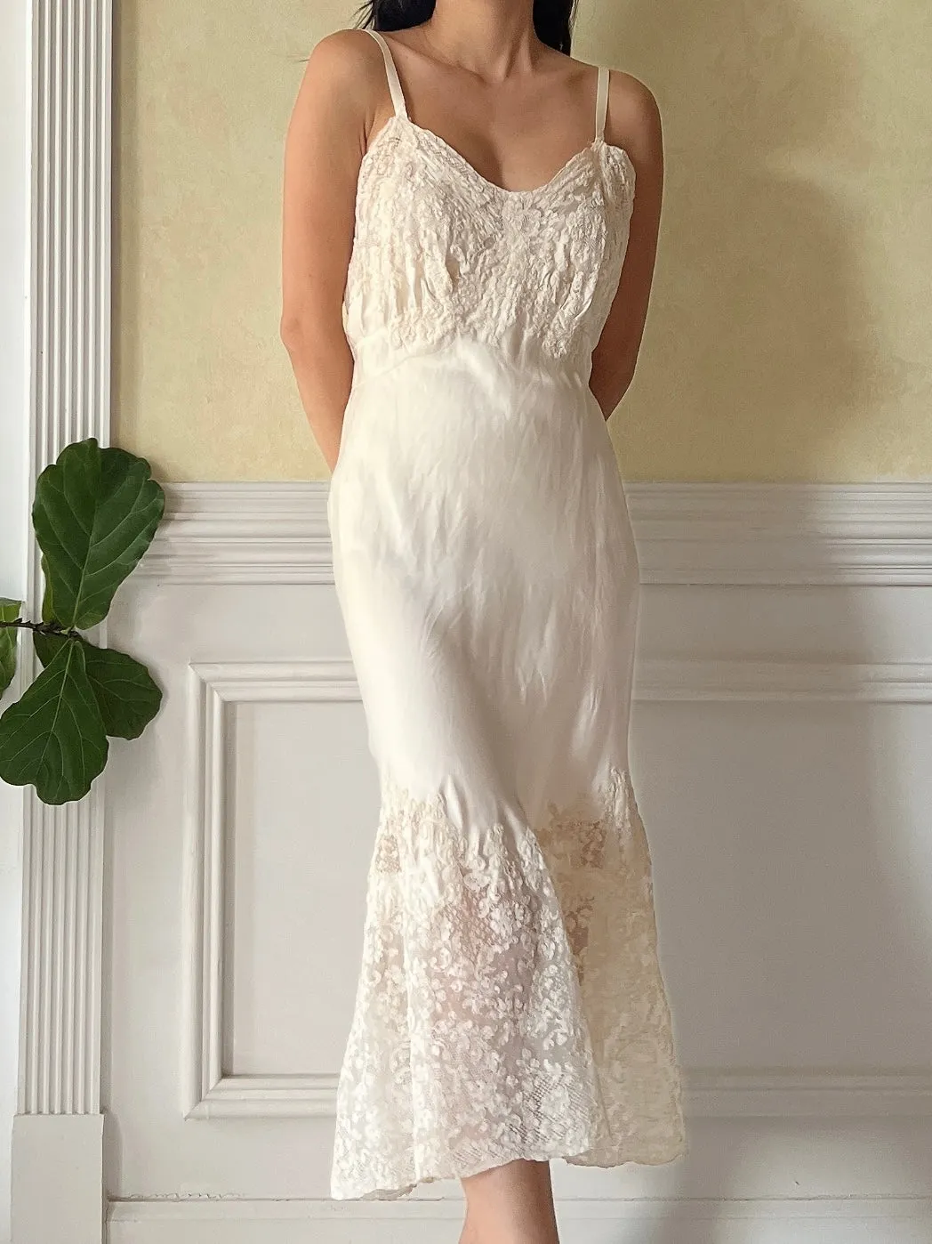 1930s Lace Silk Slip - XS