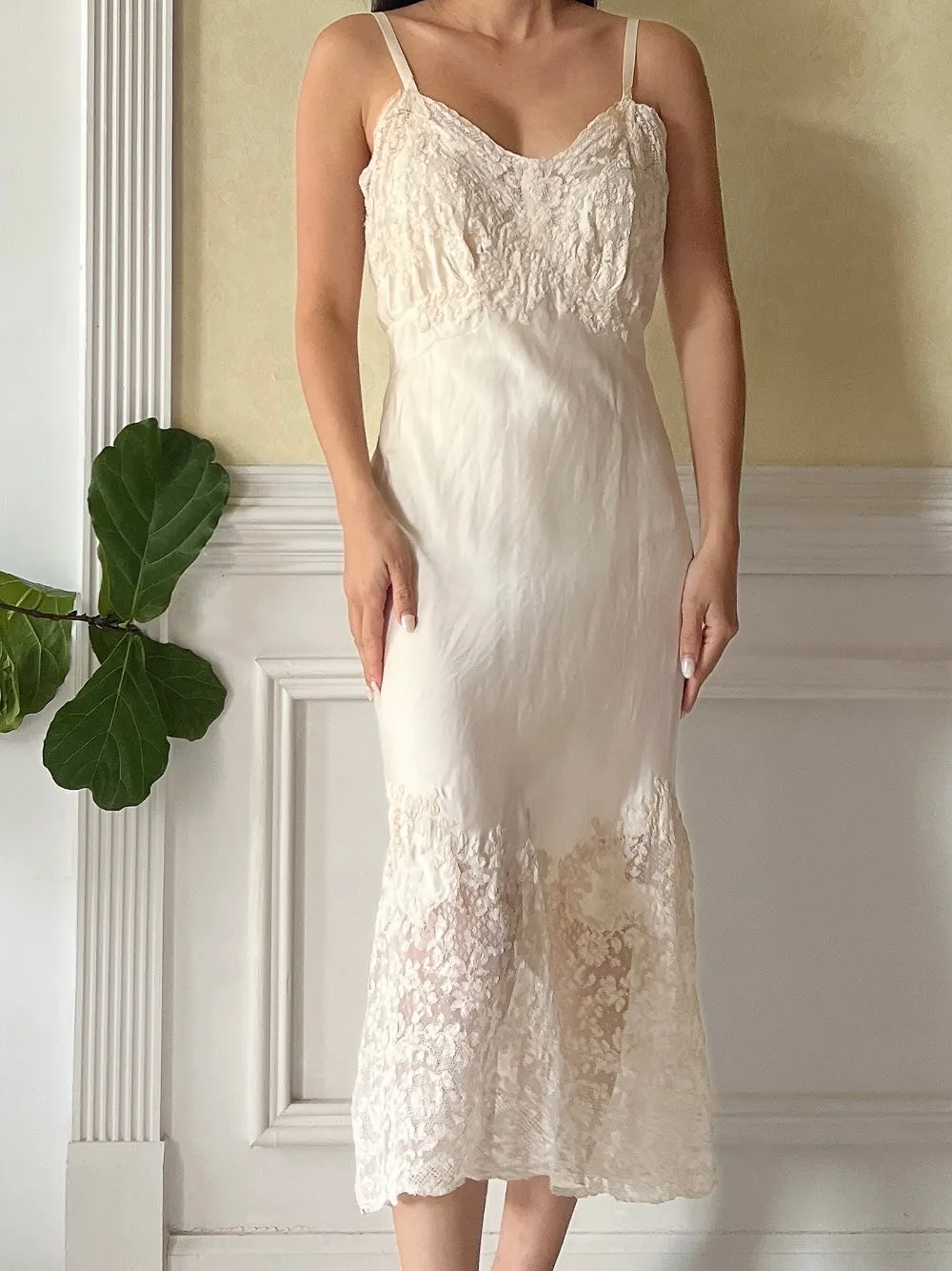 1930s Lace Silk Slip - XS