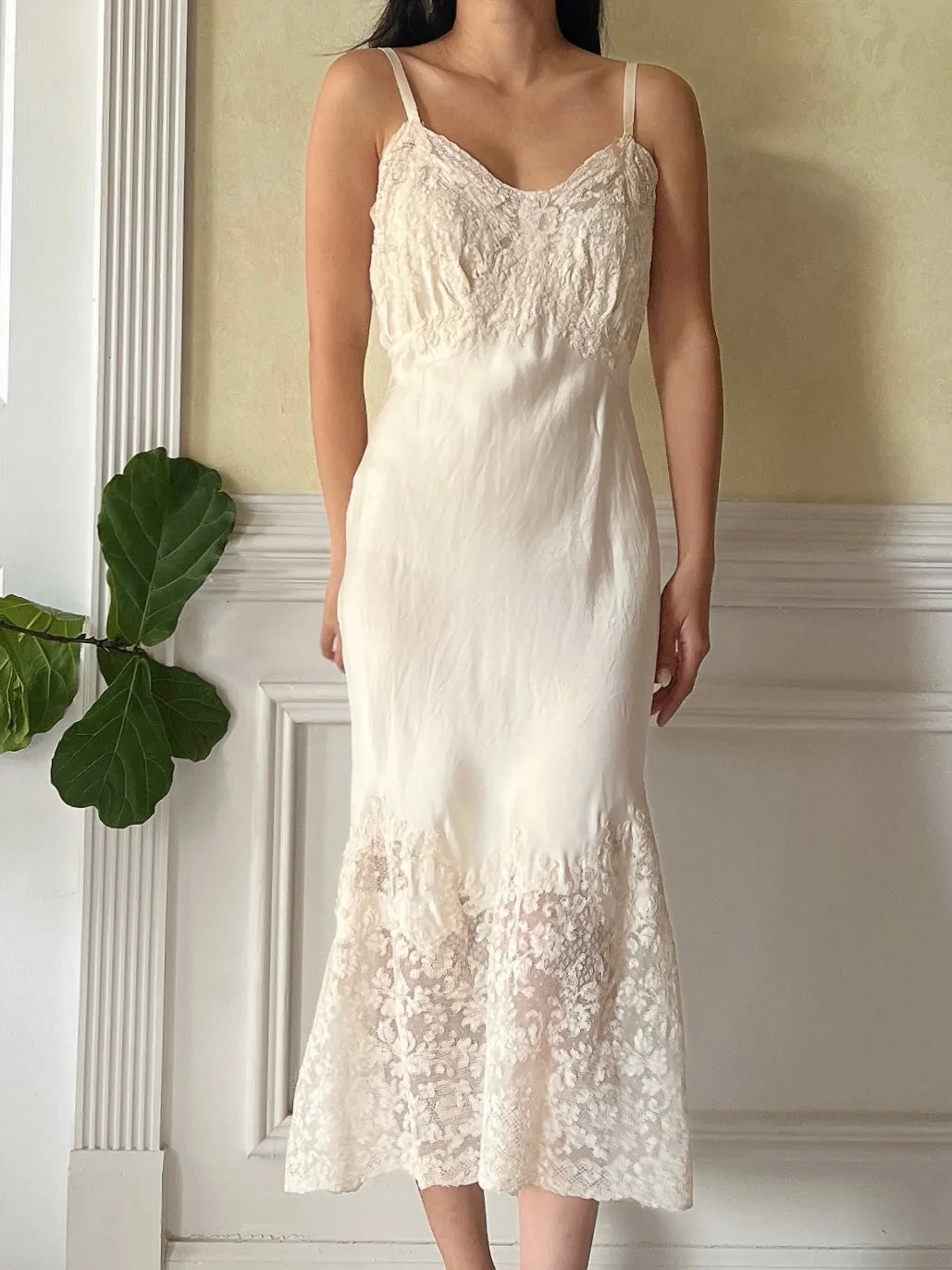 1930s Lace Silk Slip - XS