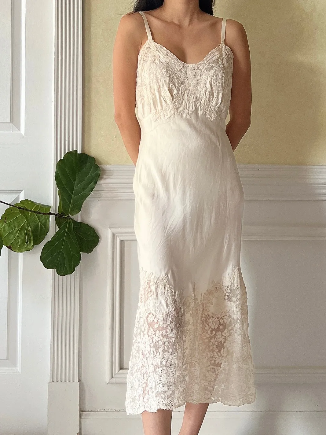 1930s Lace Silk Slip - XS