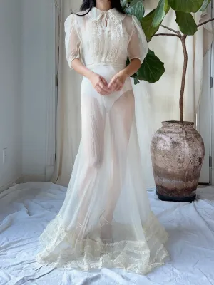 1930s Silk Organza  Sheer Dress - XS