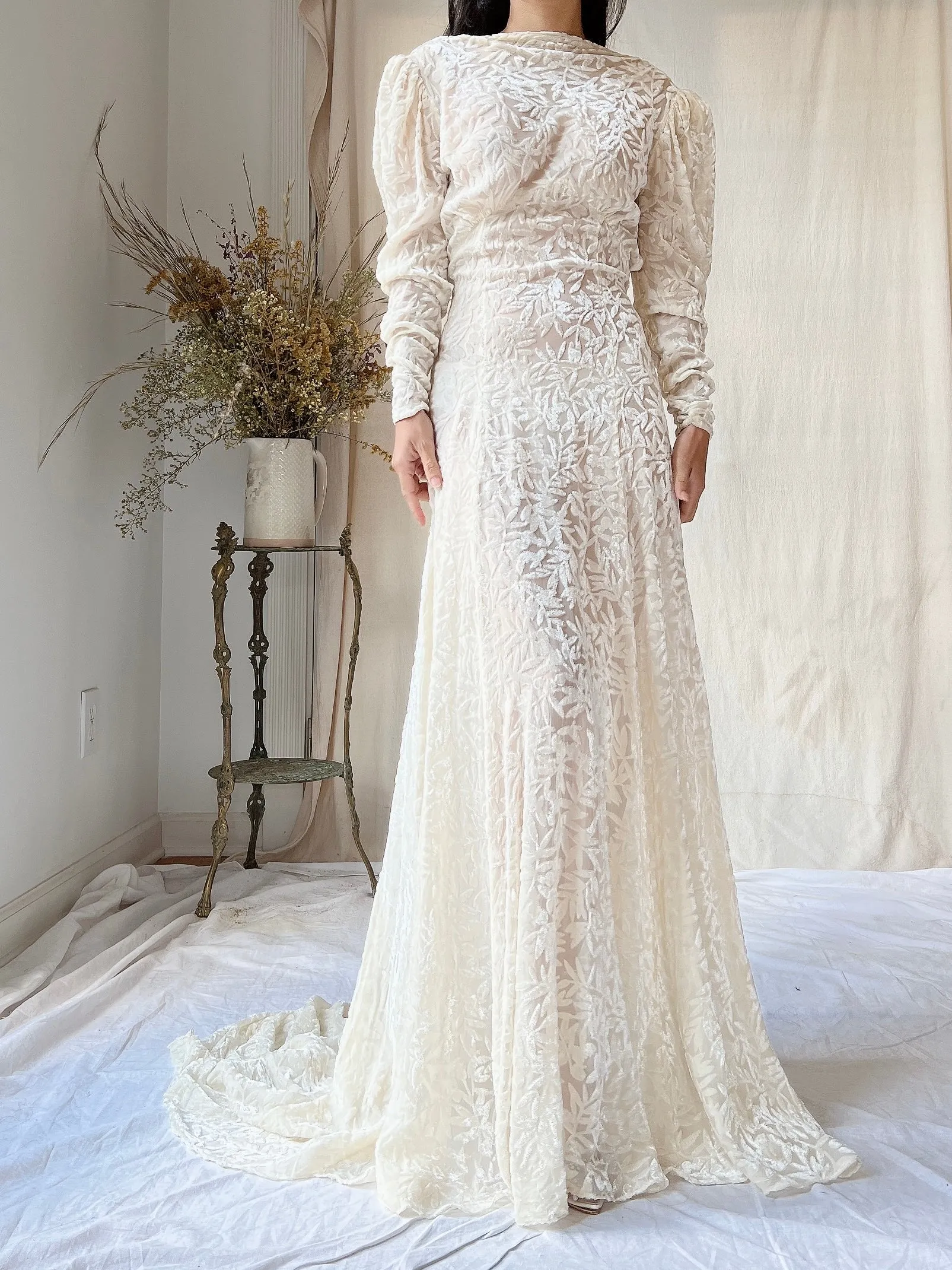 1930s Silk Velvet Devore Gown - XS