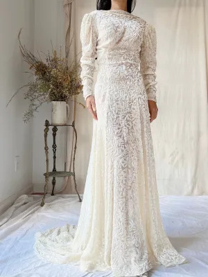 1930s Silk Velvet Devore Gown - XS