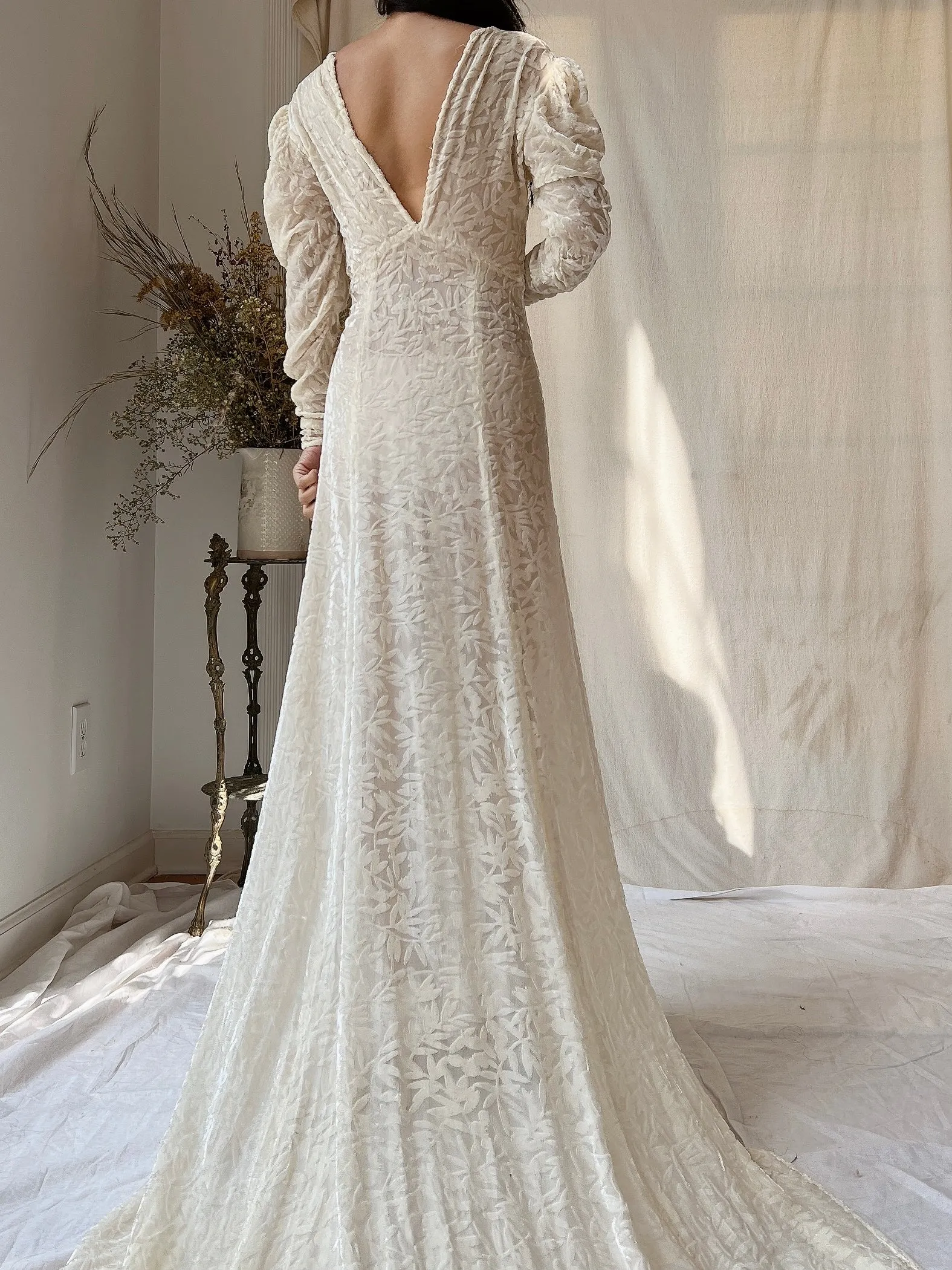 1930s Silk Velvet Devore Gown - XS