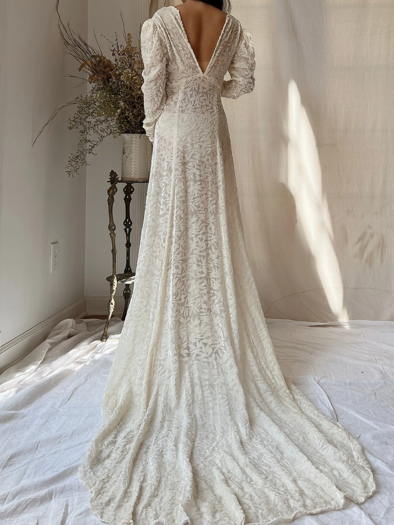 1930s Silk Velvet Devore Gown - XS