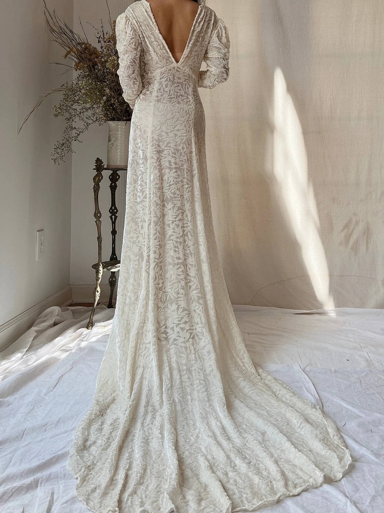 1930s Silk Velvet Devore Gown - XS