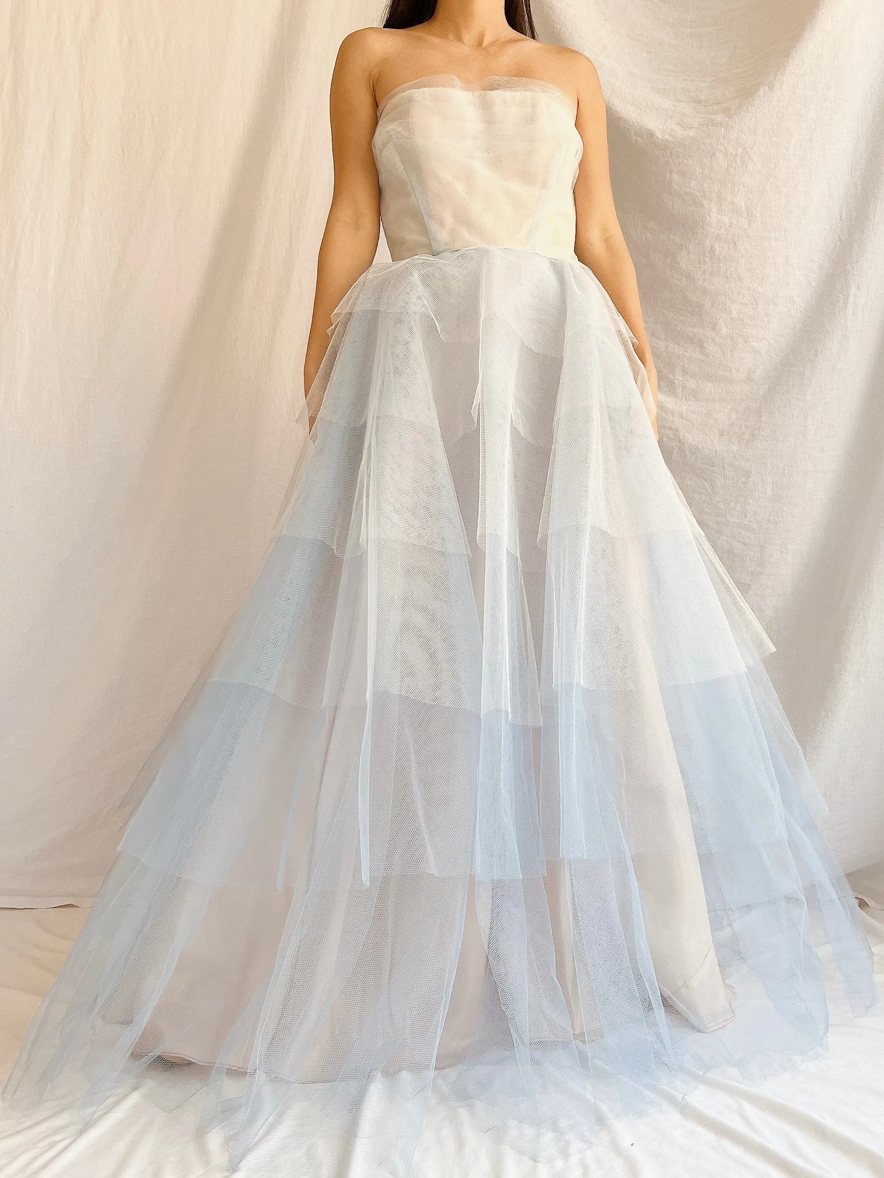 1950s Blue Layered Tulle Dress - XS