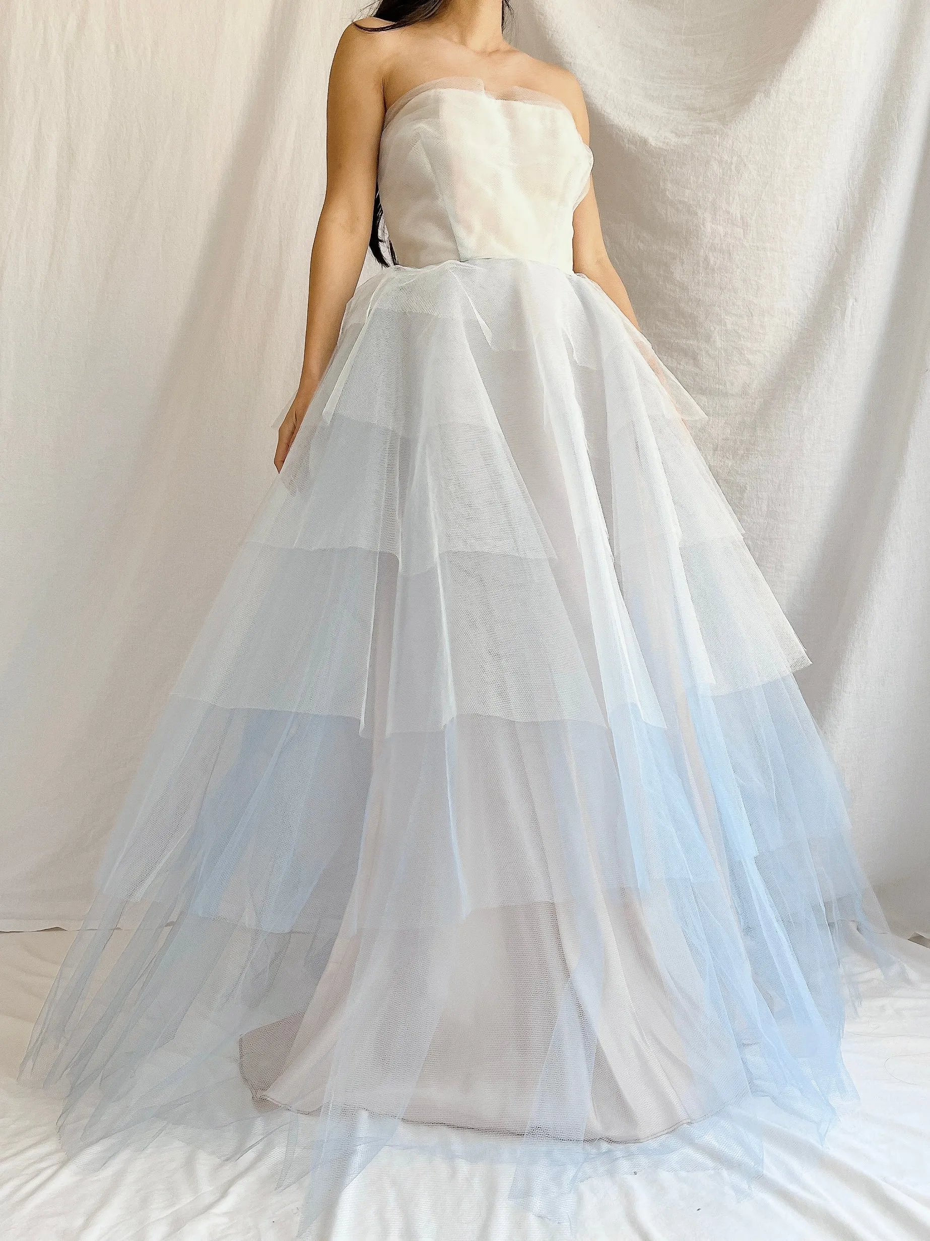 1950s Blue Layered Tulle Dress - XS