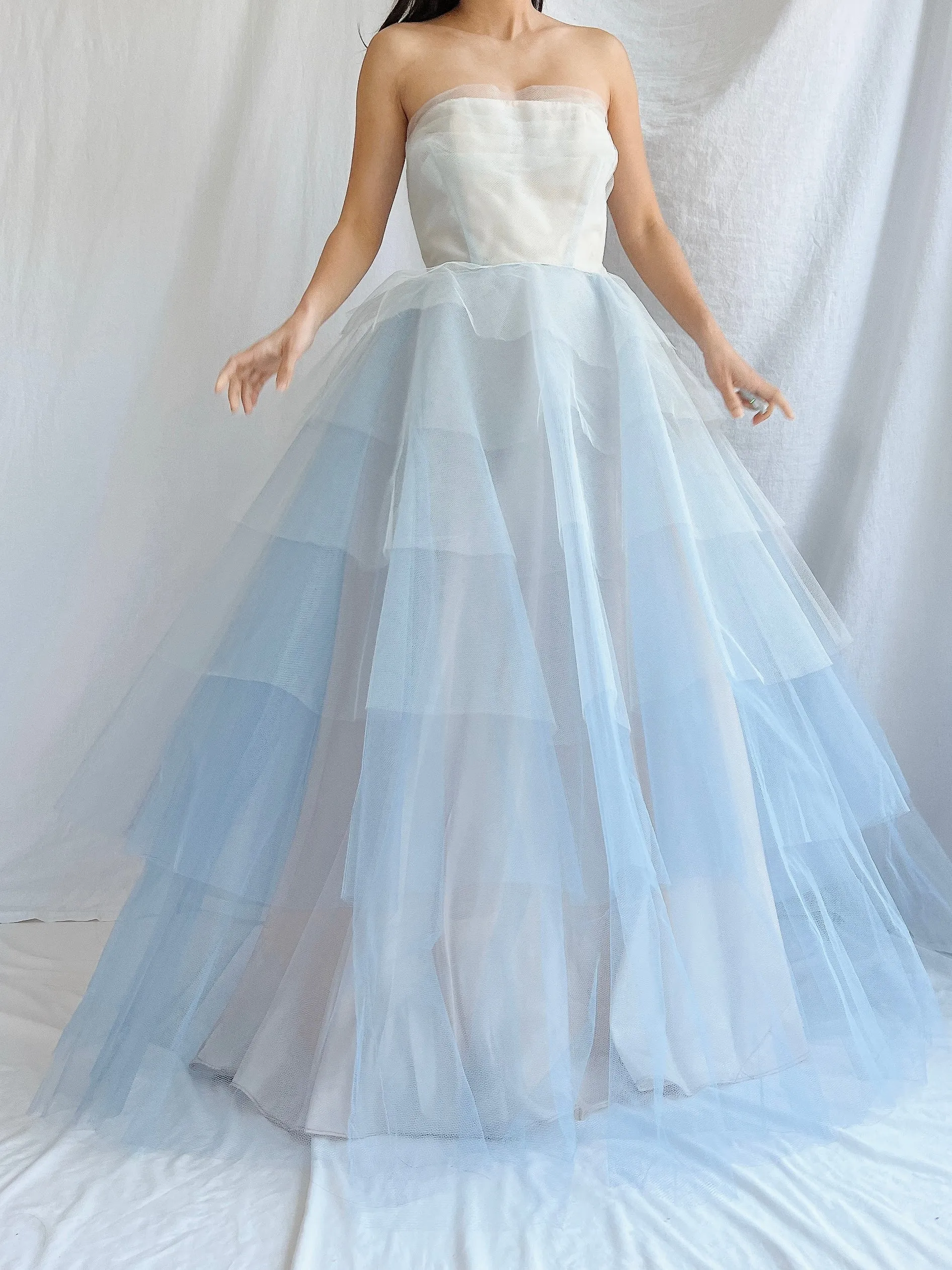 1950s Blue Layered Tulle Dress - XS