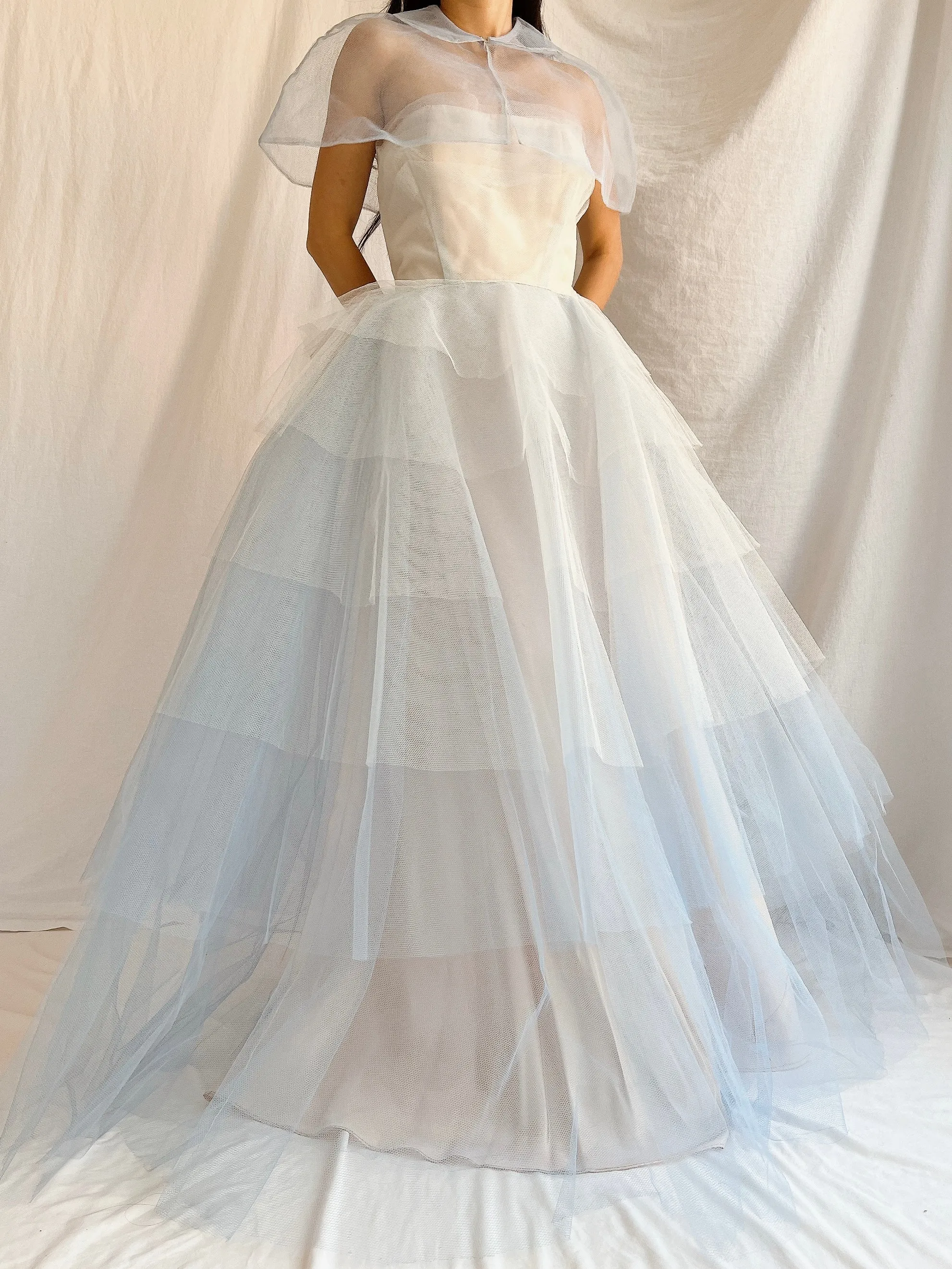 1950s Blue Layered Tulle Dress - XS
