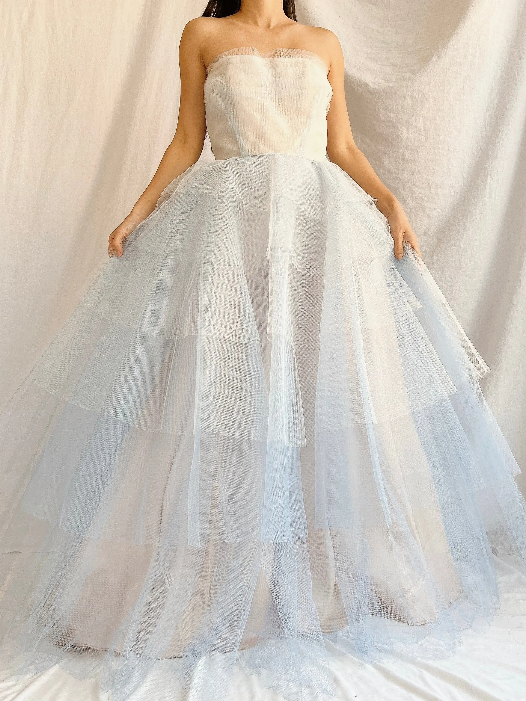 1950s Blue Layered Tulle Dress - XS