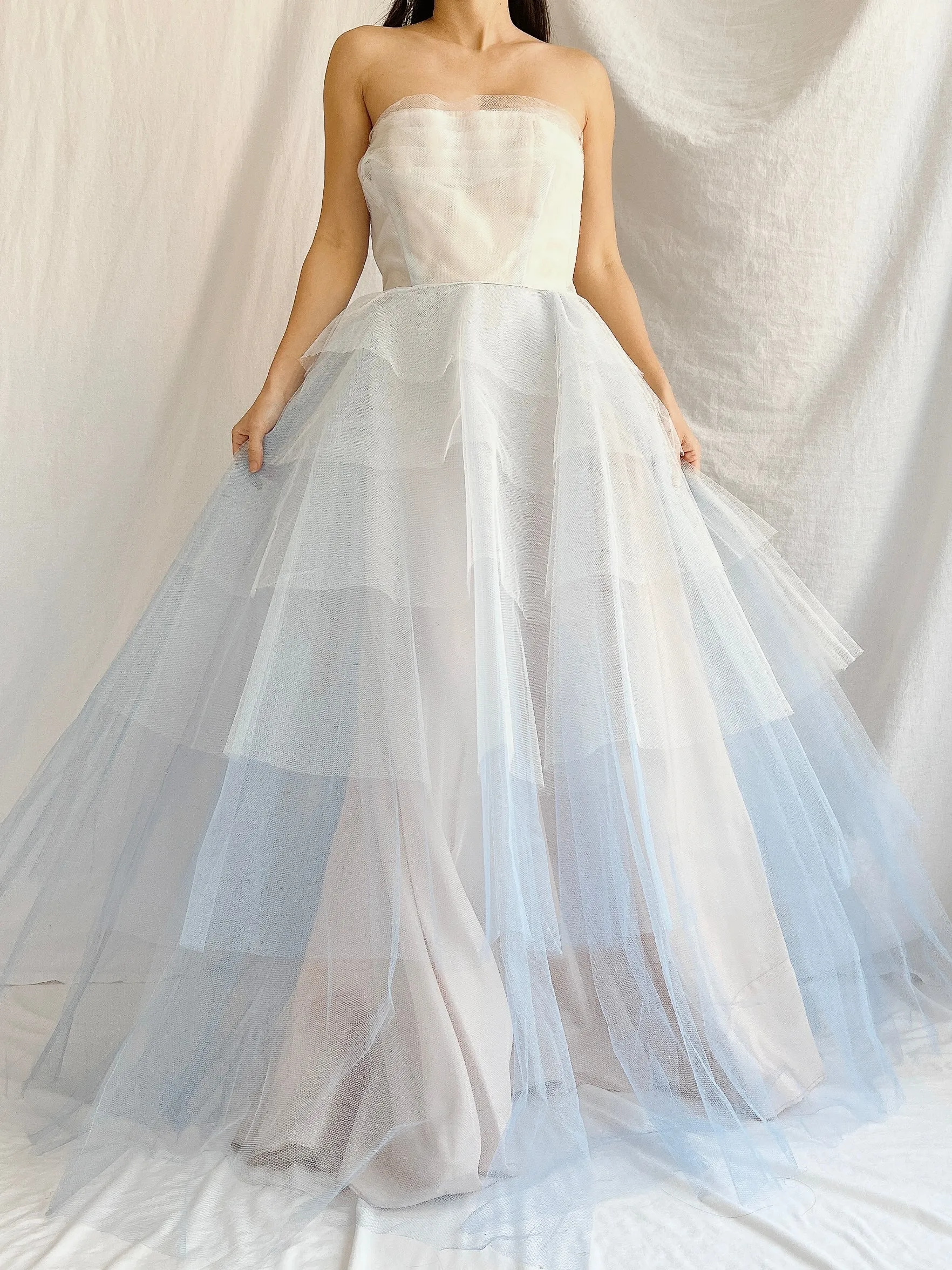 1950s Blue Layered Tulle Dress - XS