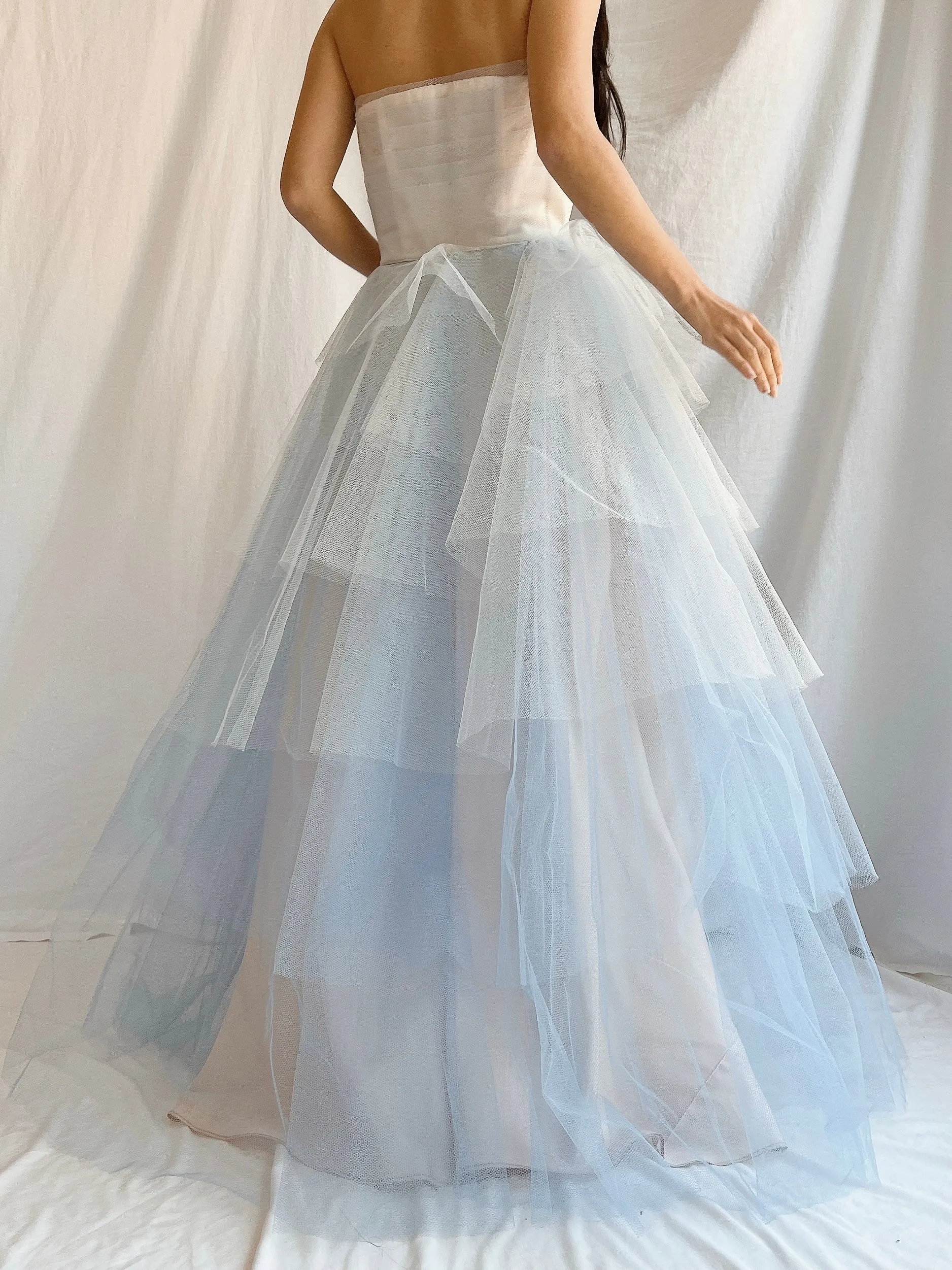 1950s Blue Layered Tulle Dress - XS