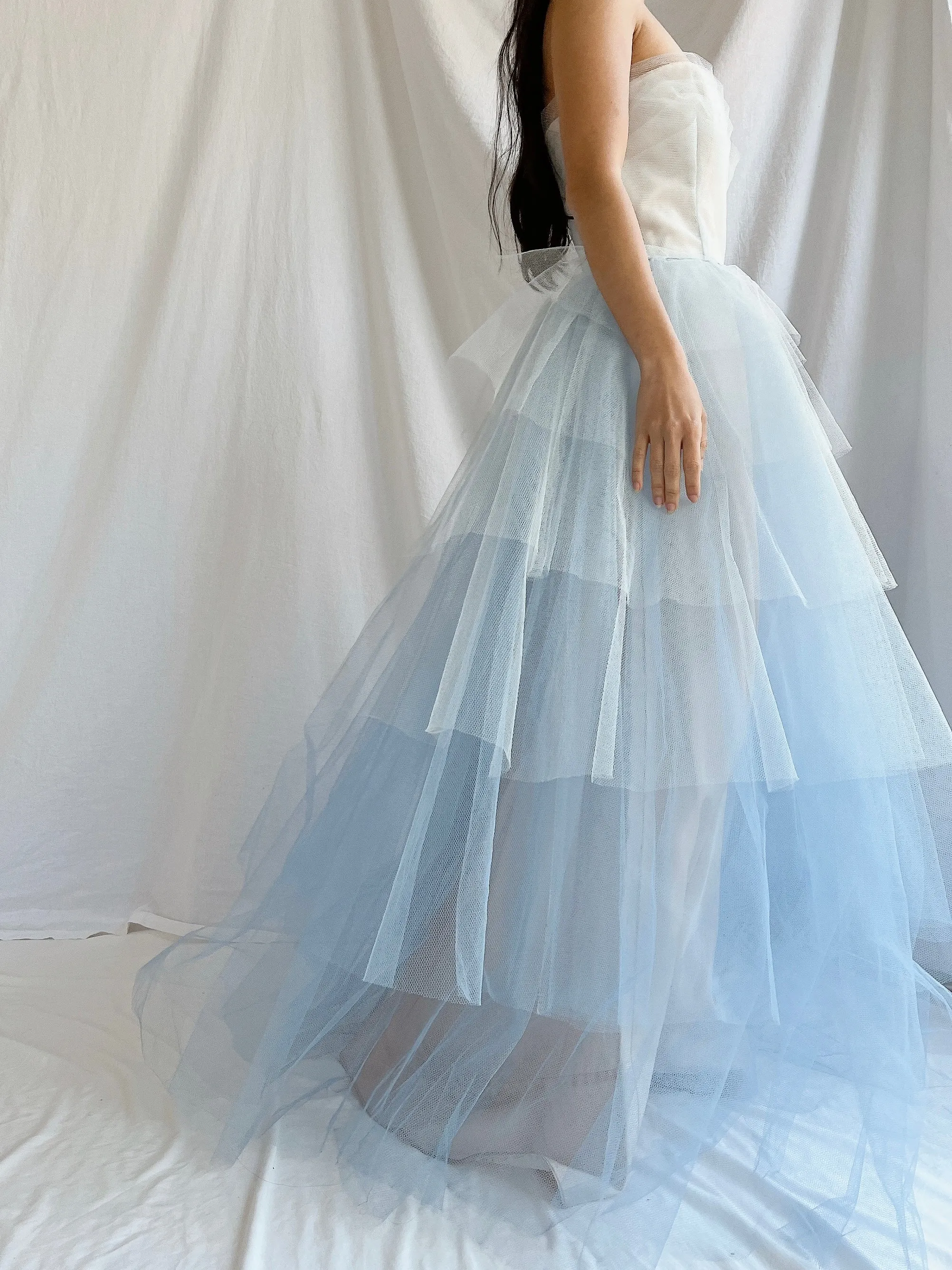 1950s Blue Layered Tulle Dress - XS