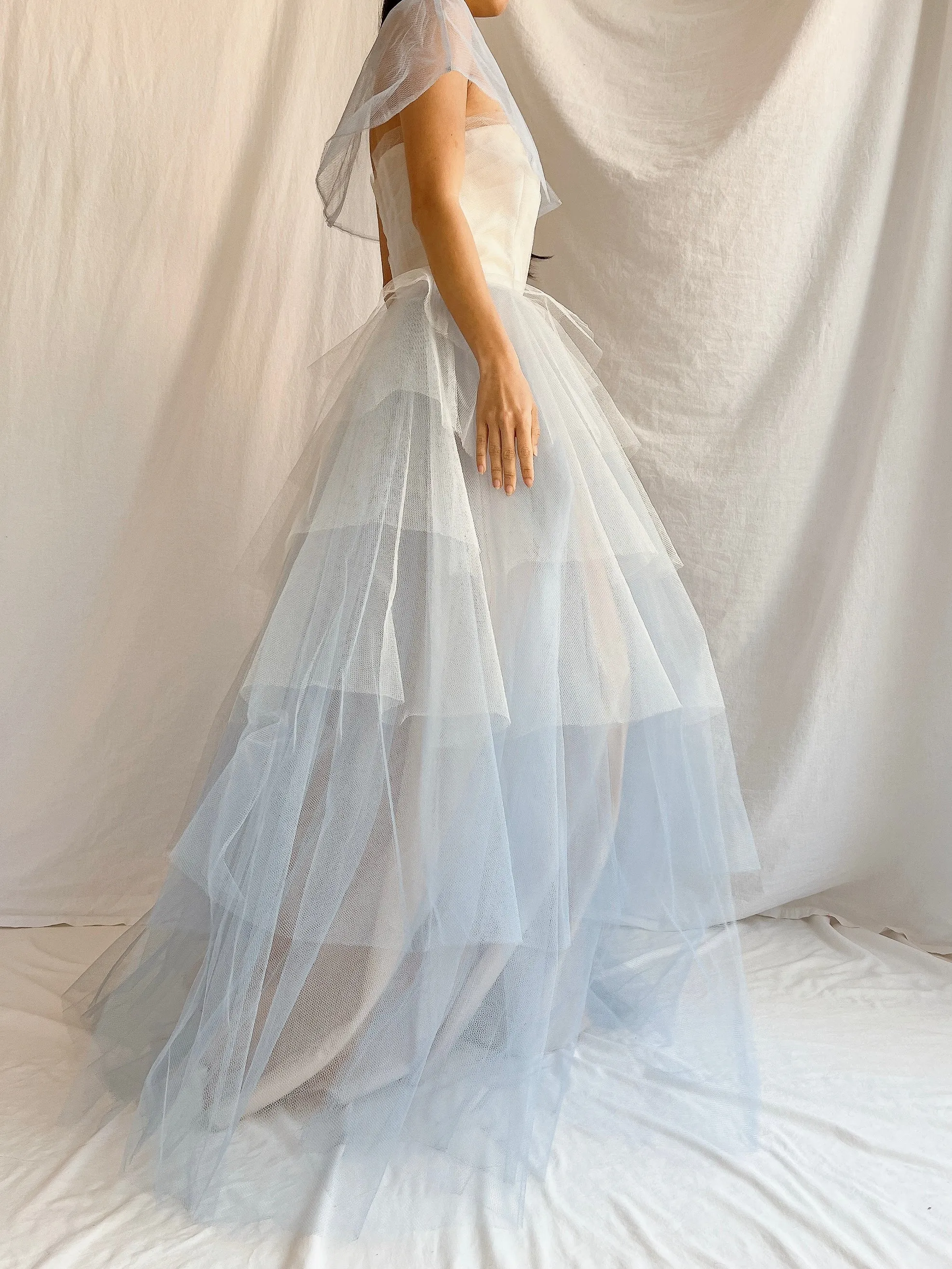 1950s Blue Layered Tulle Dress - XS