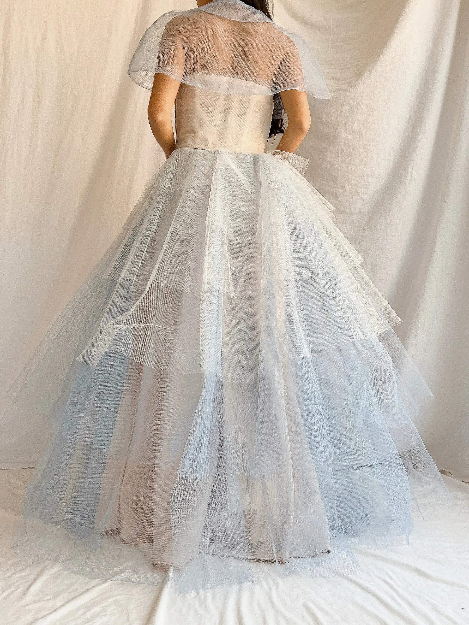 1950s Blue Layered Tulle Dress - XS