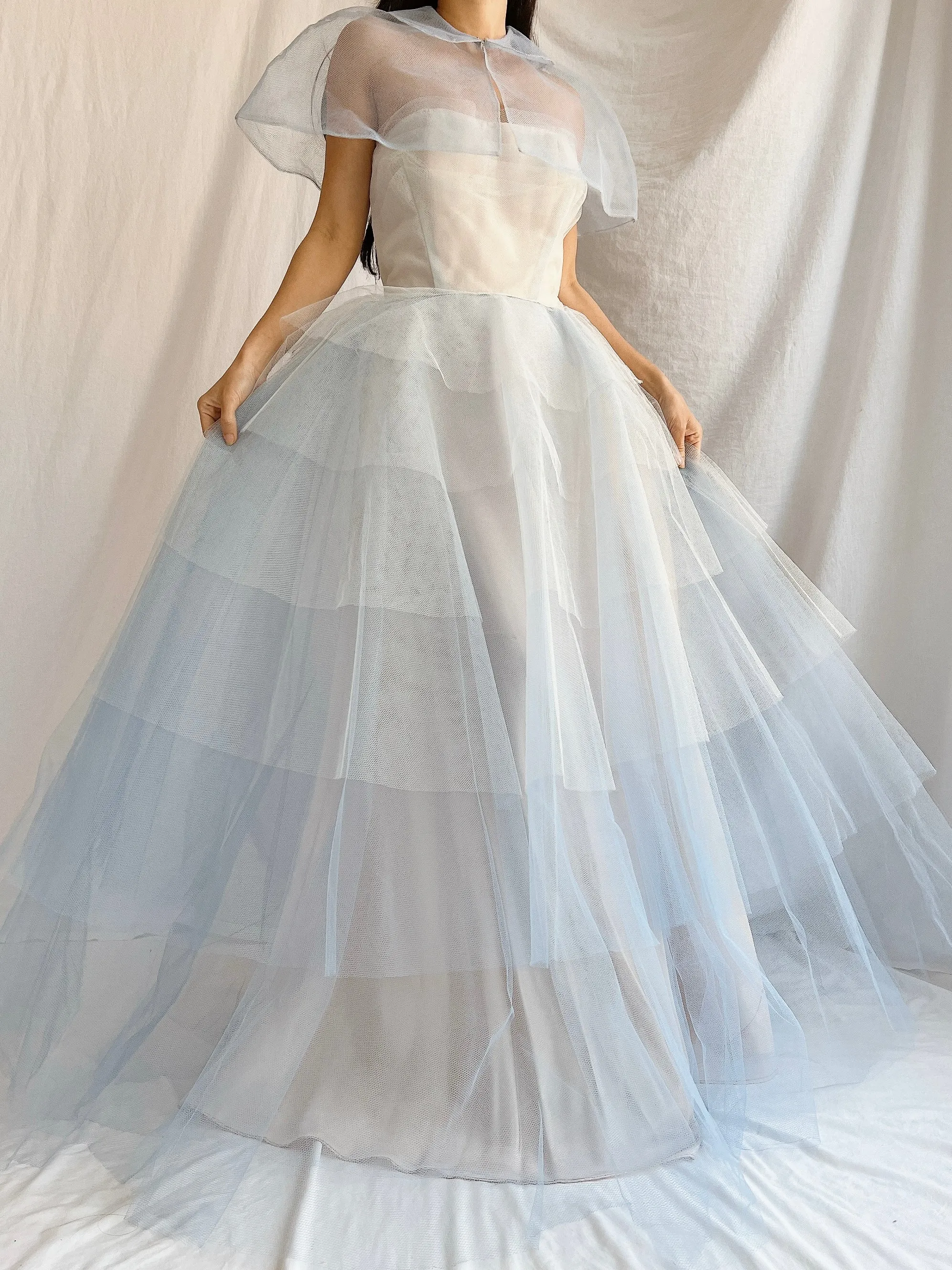 1950s Blue Layered Tulle Dress - XS