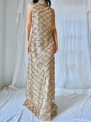 1960s Gold Sequins Dress - M