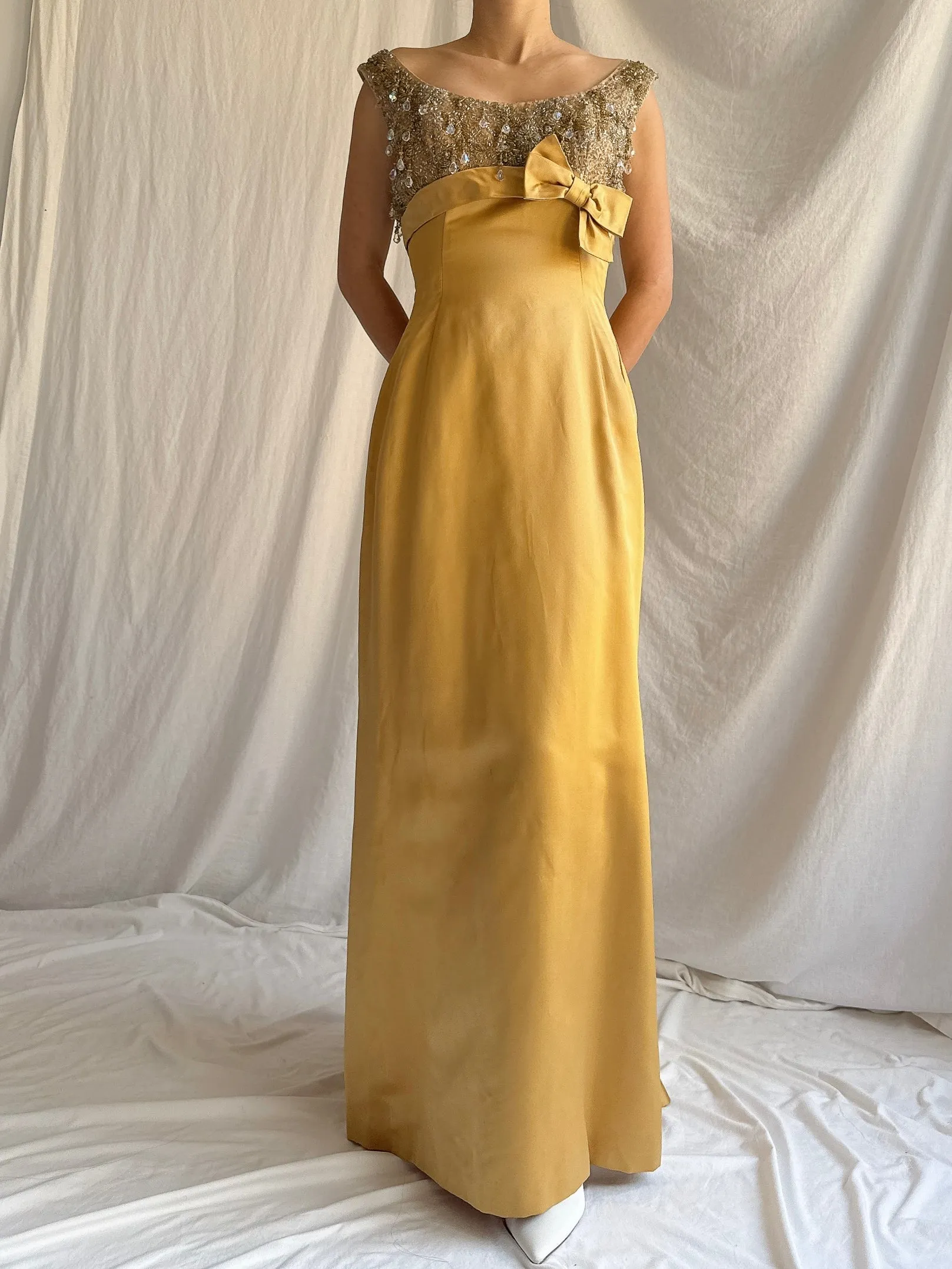 1960s Mustard Silk Gown - XS