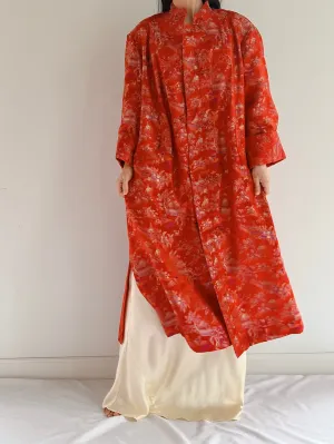1960s Red Brocade Duster - M