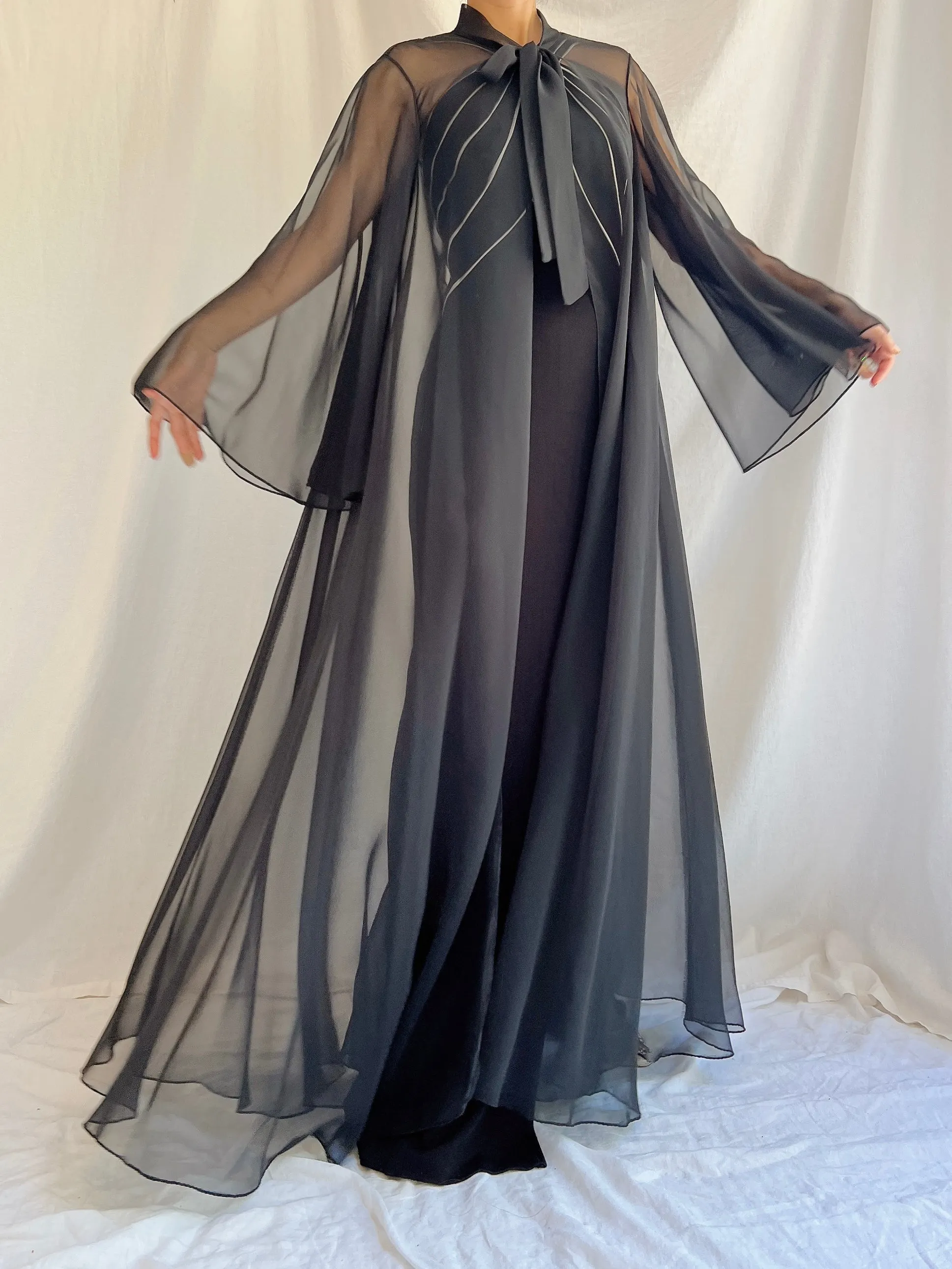 1960s Sheer Angel Sleeves Duster - OSFM