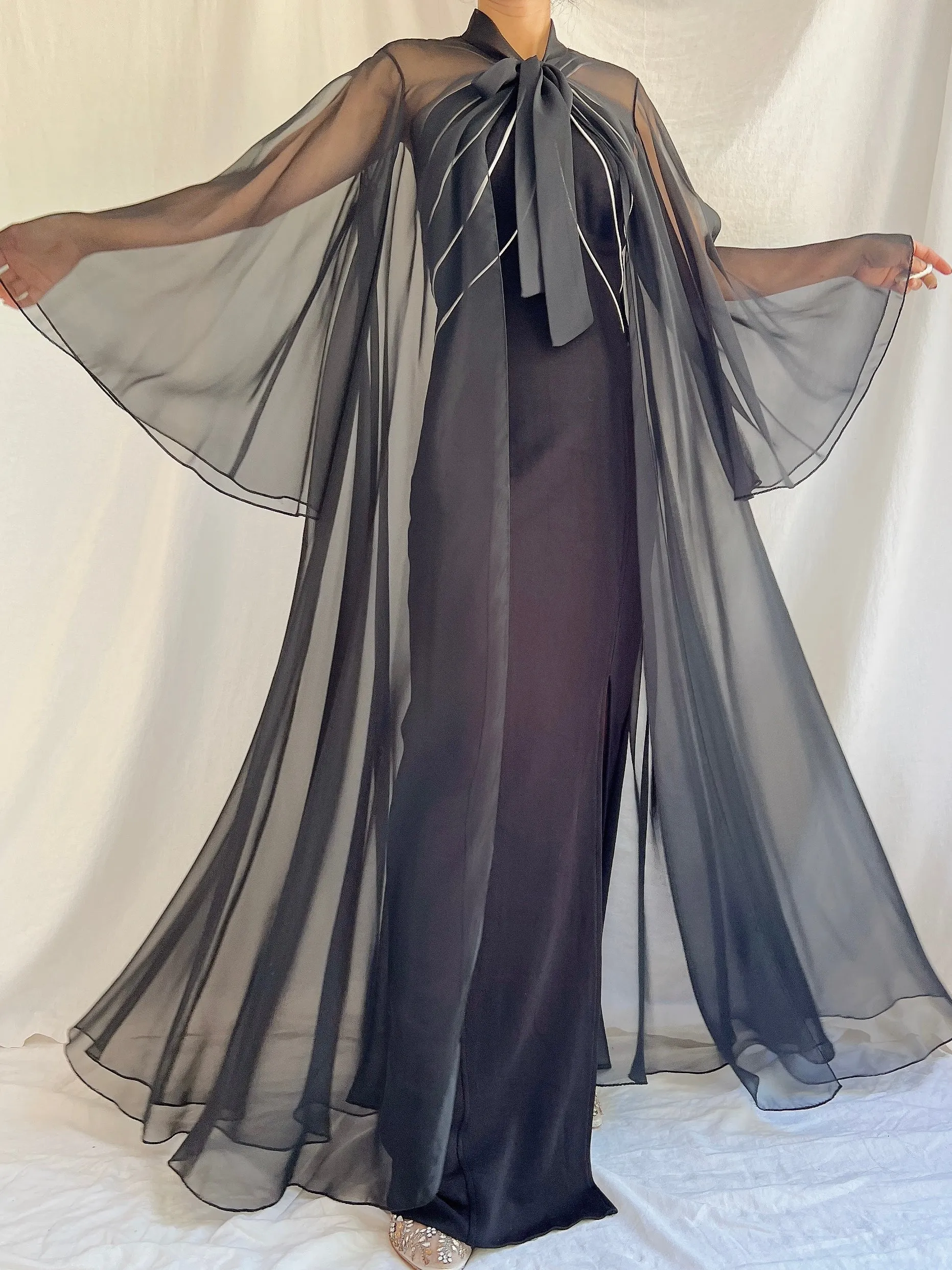 1960s Sheer Angel Sleeves Duster - OSFM
