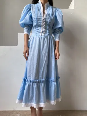 1970s Light Blue Mutton Sleeve Dress - XS/S