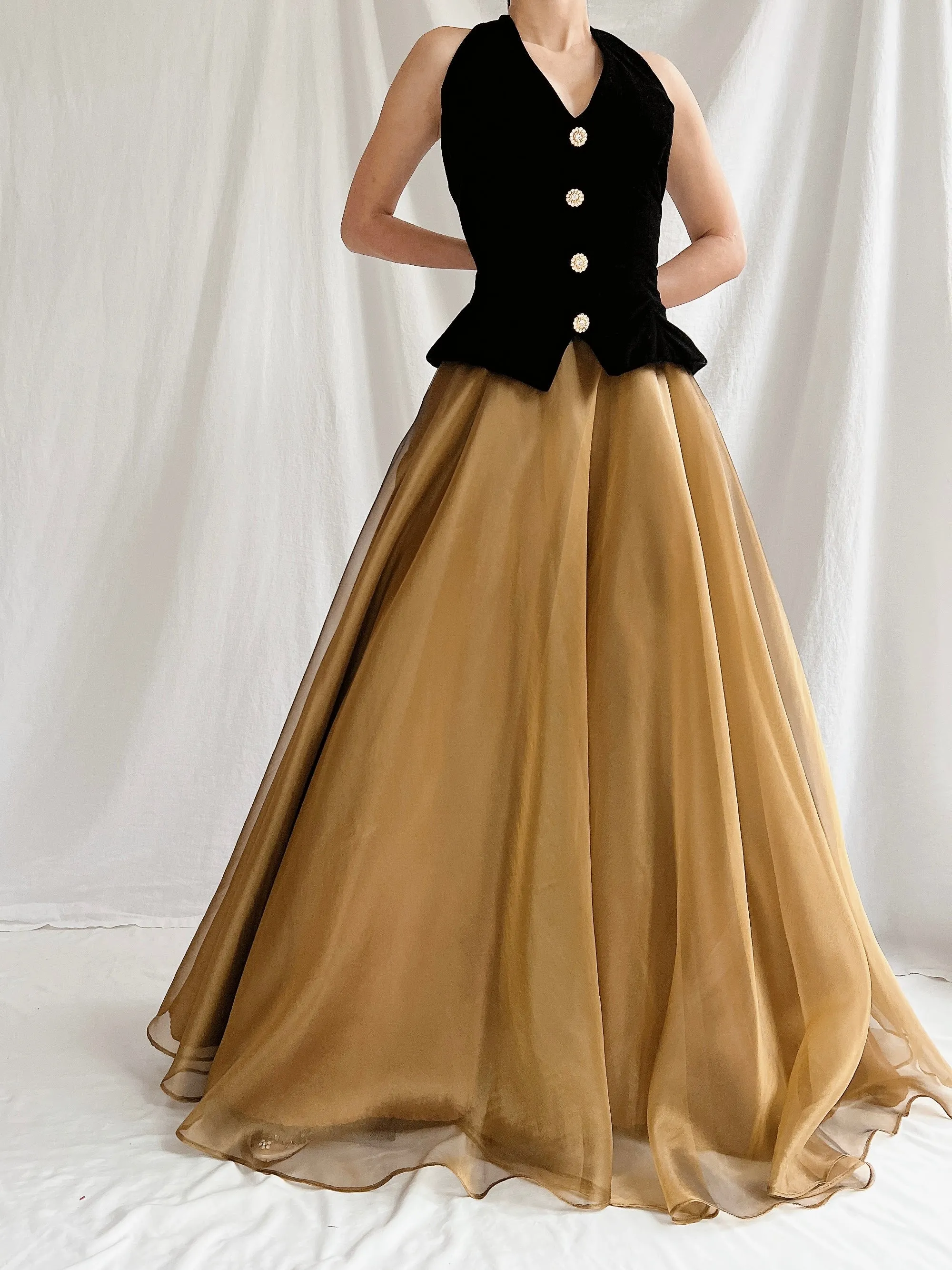 1980s New-Look Two-Tone Dress - S/M