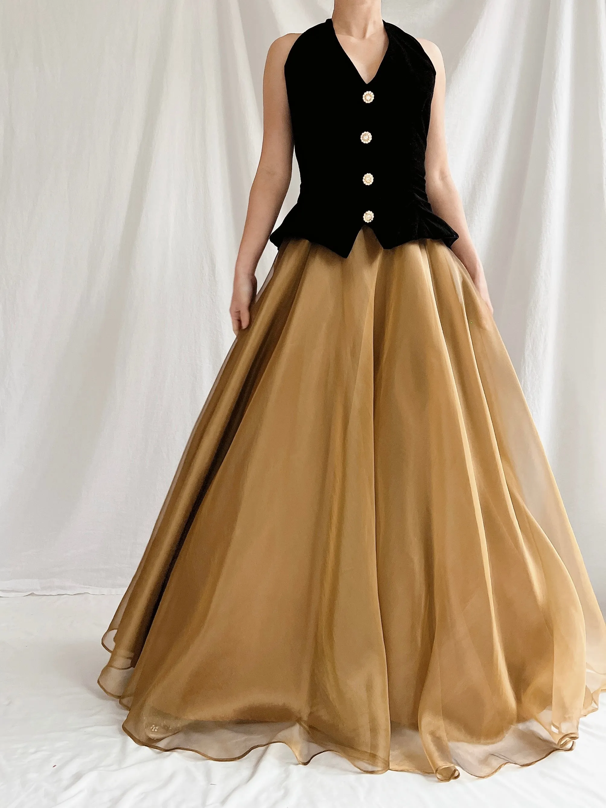 1980s New-Look Two-Tone Dress - S/M