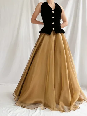 1980s New-Look Two-Tone Dress - S/M