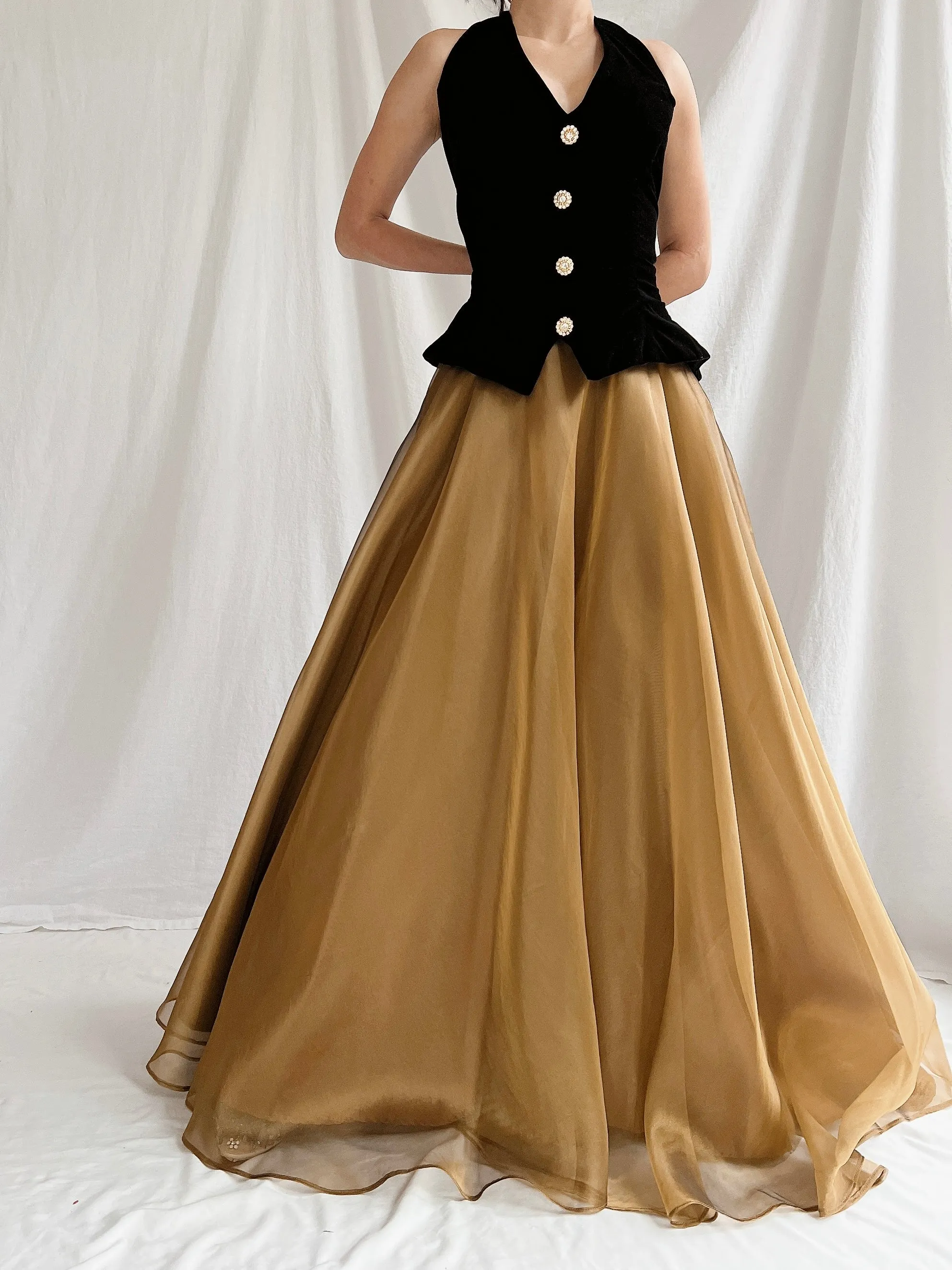 1980s New-Look Two-Tone Dress - S/M