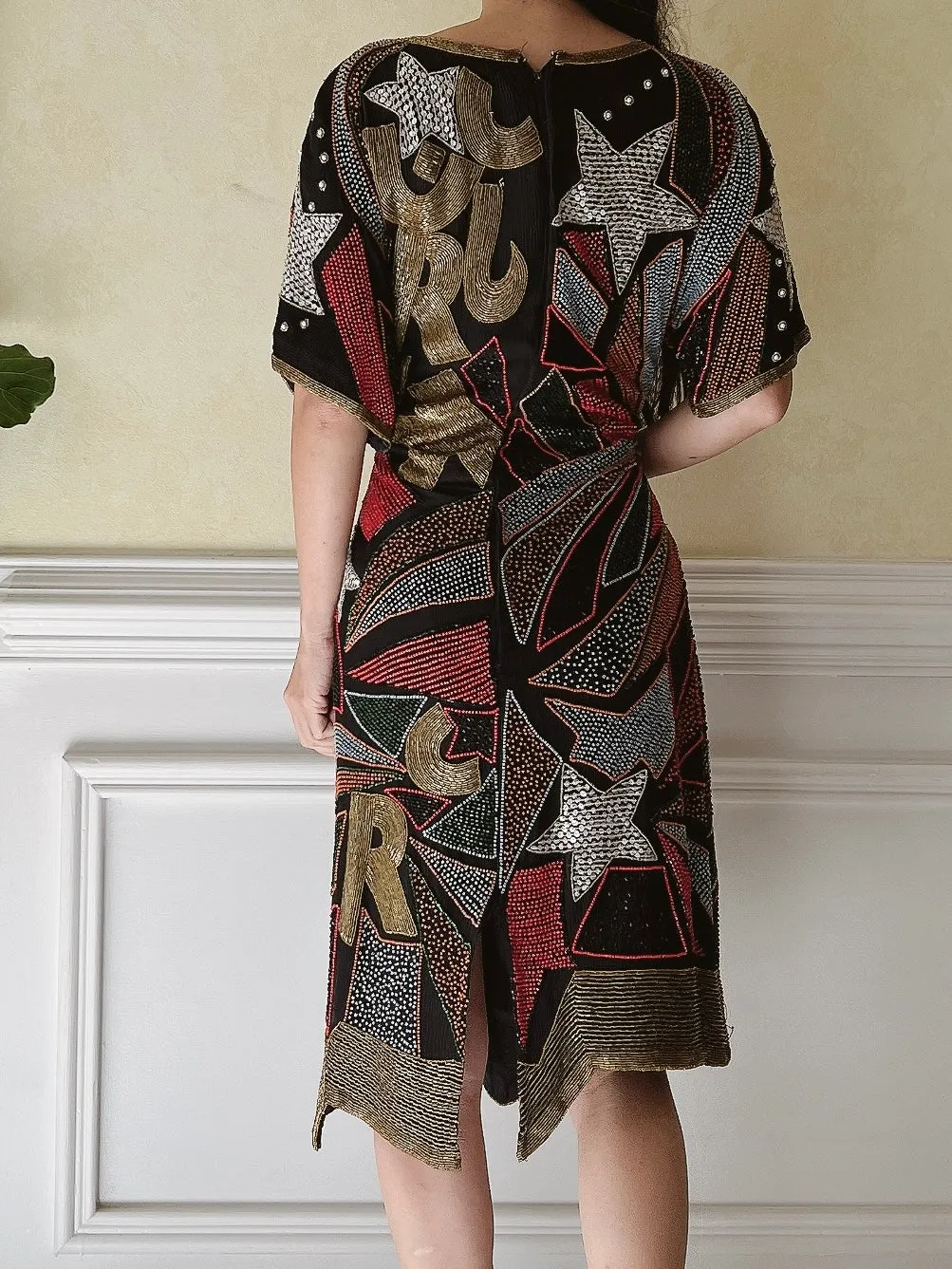 1980s Rock n Roll Abstract Dress - M/L