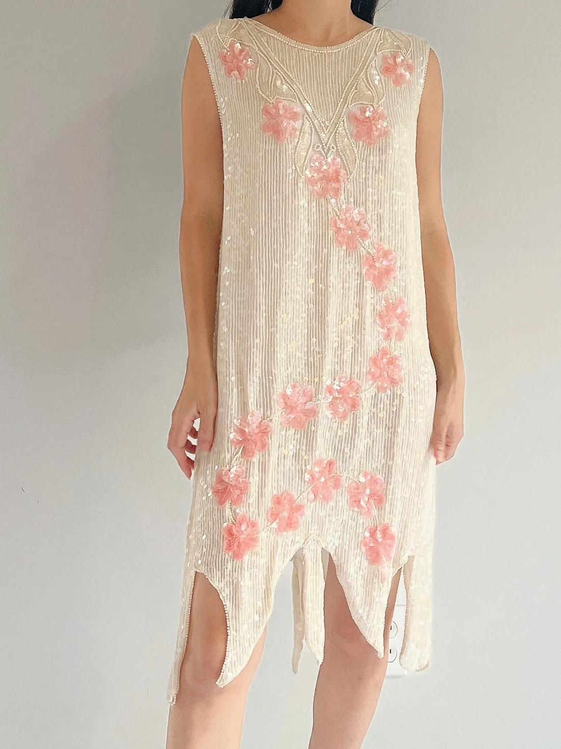 1980s Silk Sequins Dress - M
