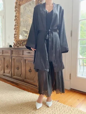 1990s Black Satin Duster - M