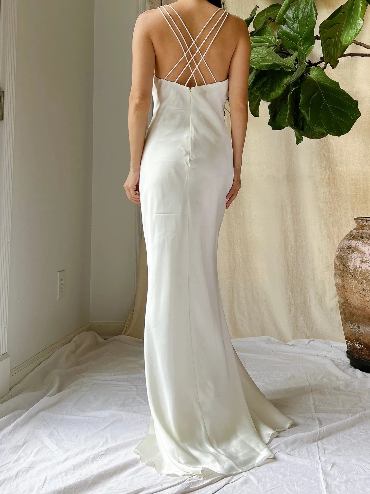 1990s Satin Bias Cut Gown - S