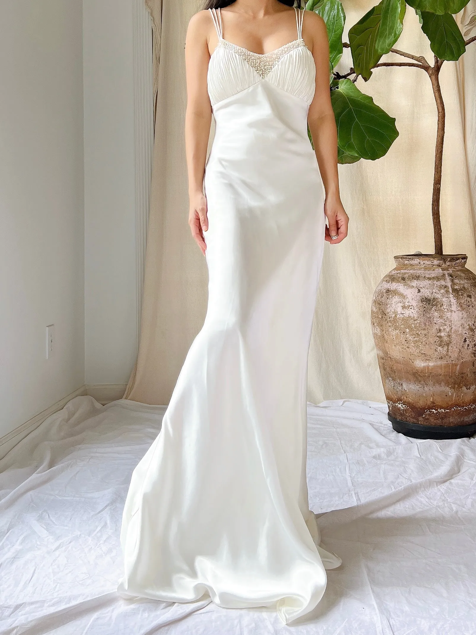 1990s Satin Bias Cut Gown - S