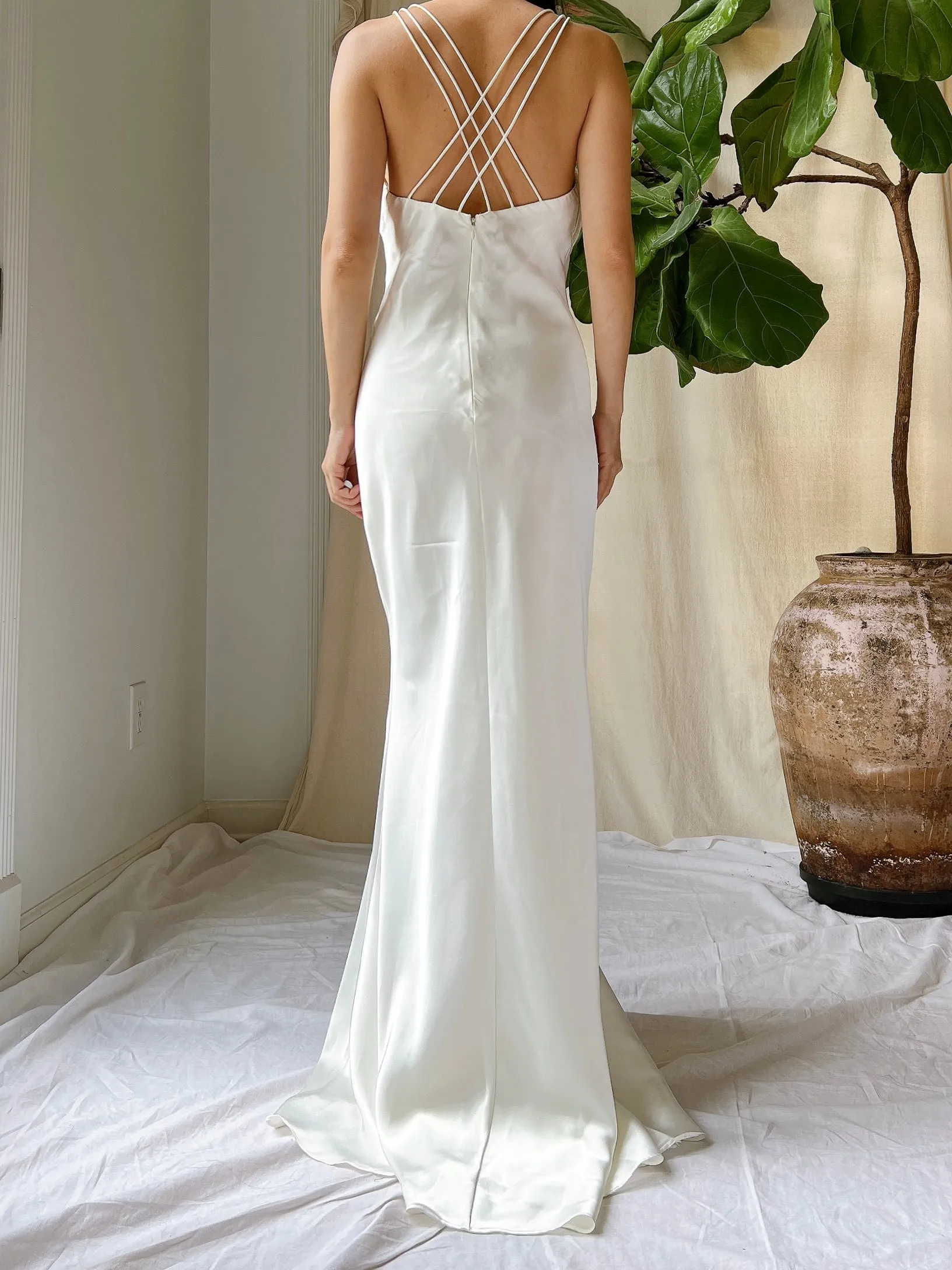 1990s Satin Bias Cut Gown - S