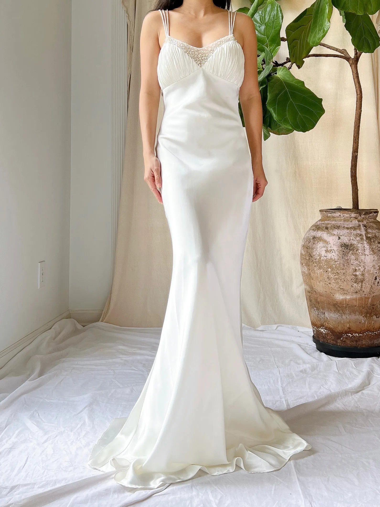 1990s Satin Bias Cut Gown - S