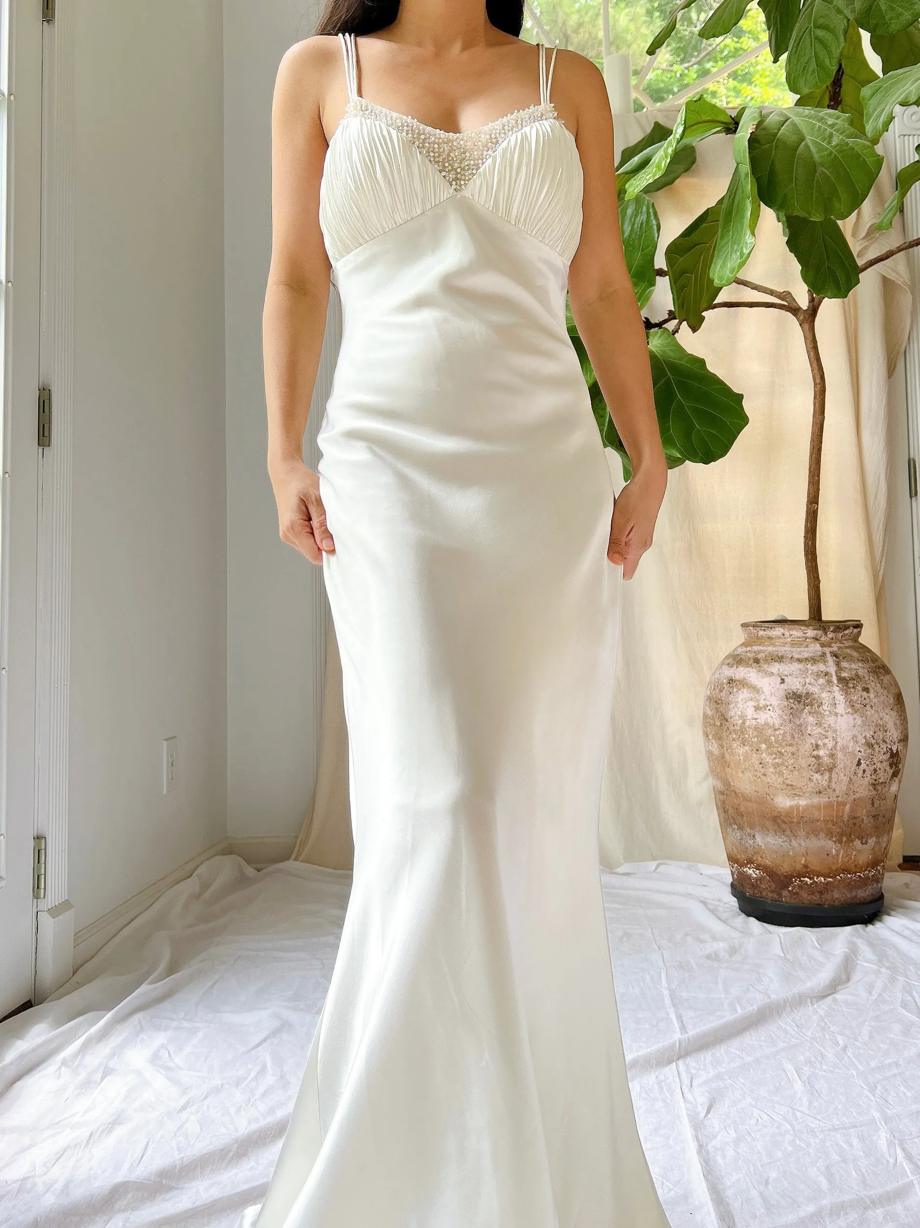 1990s Satin Bias Cut Gown - S