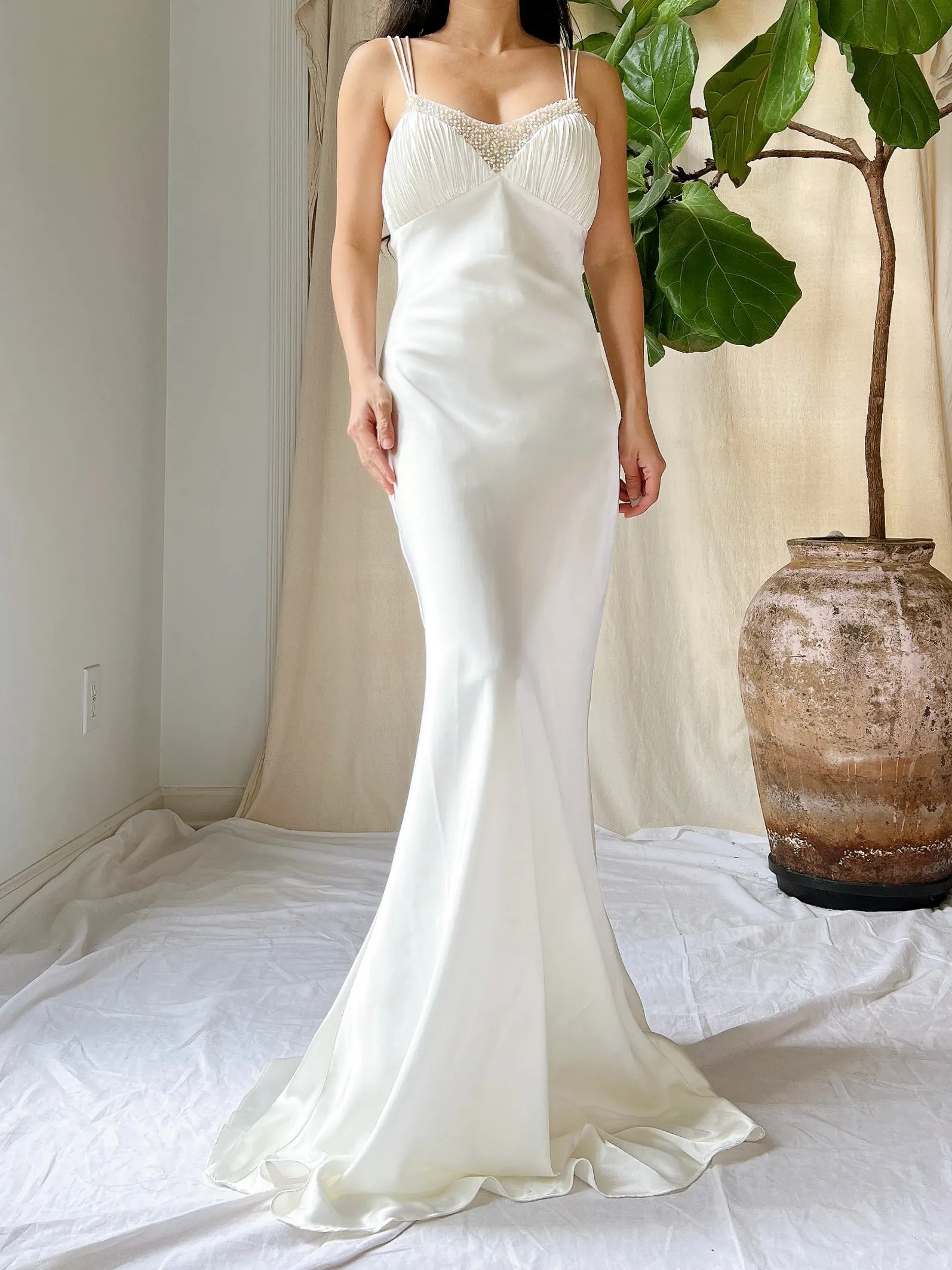 1990s Satin Bias Cut Gown - S