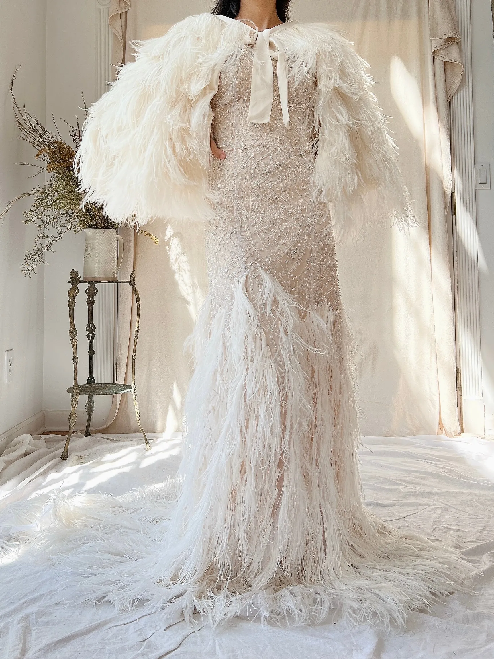 1990s Silk and Ostrich Feather Cape - OSFM