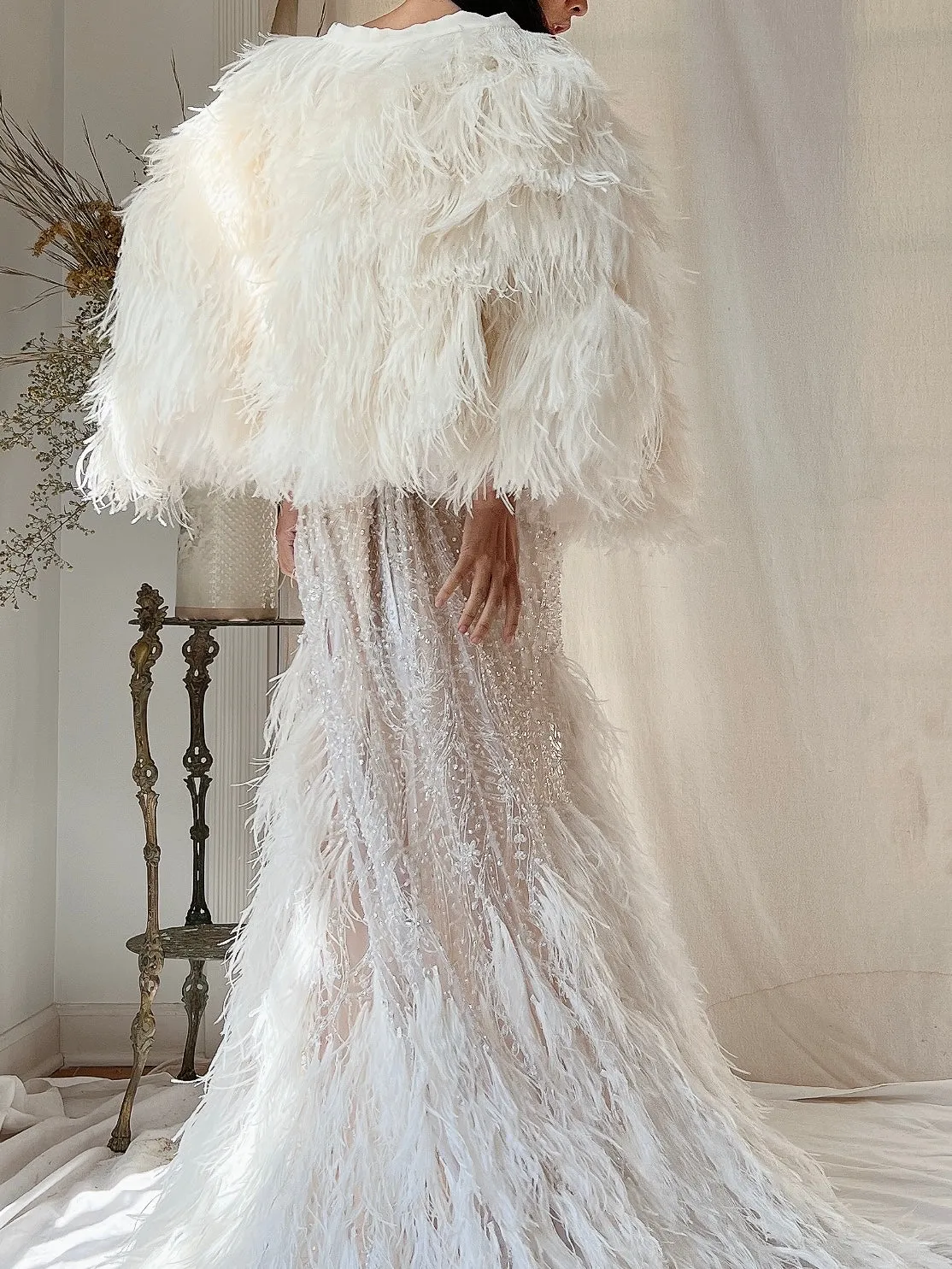1990s Silk and Ostrich Feather Cape - OSFM