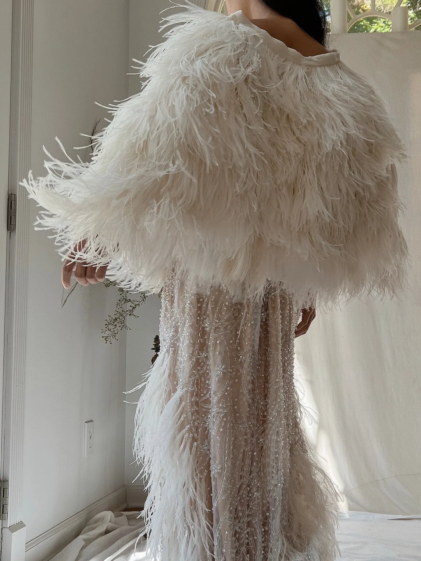 1990s Silk and Ostrich Feather Cape - OSFM