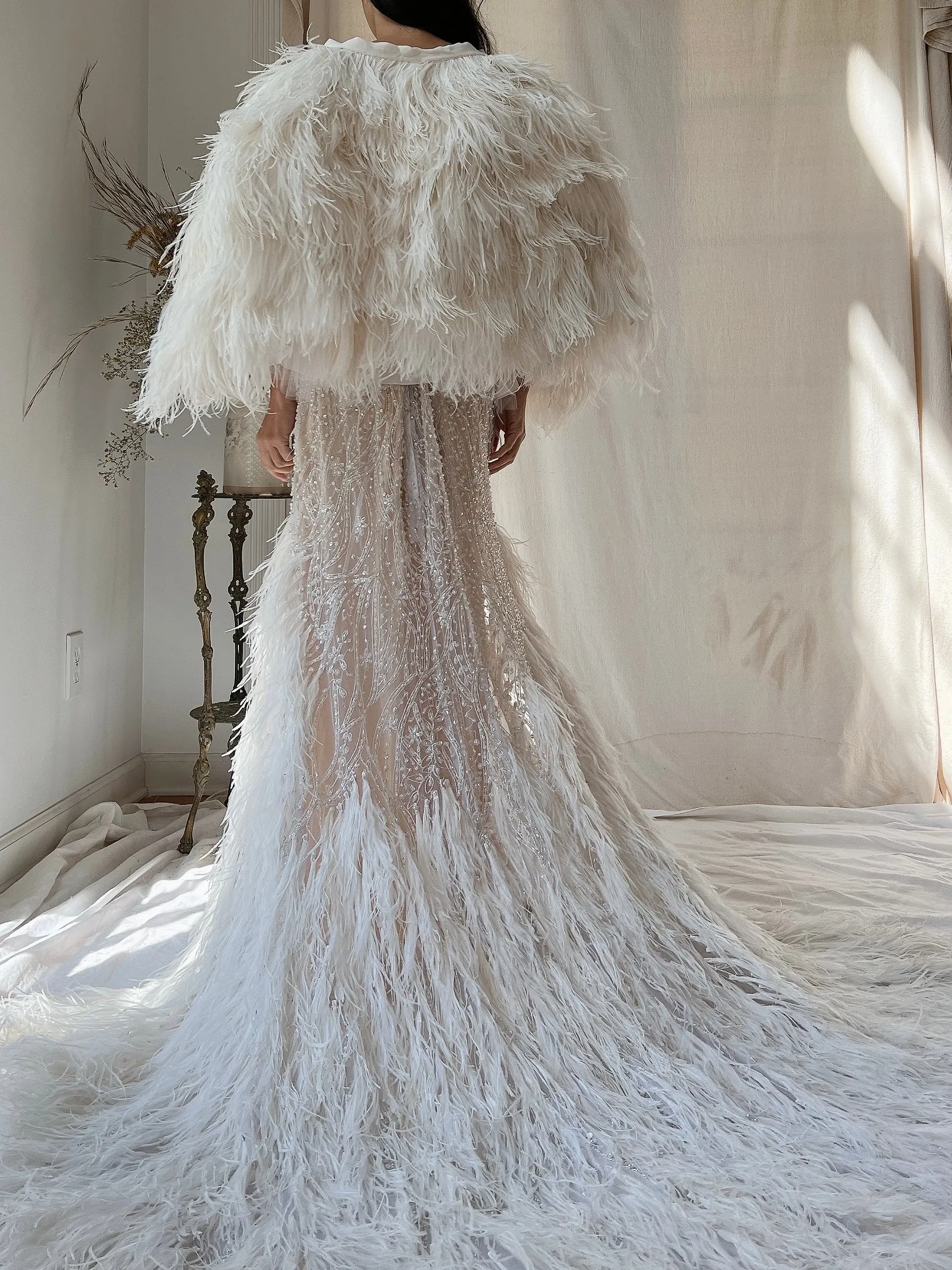 1990s Silk and Ostrich Feather Cape - OSFM