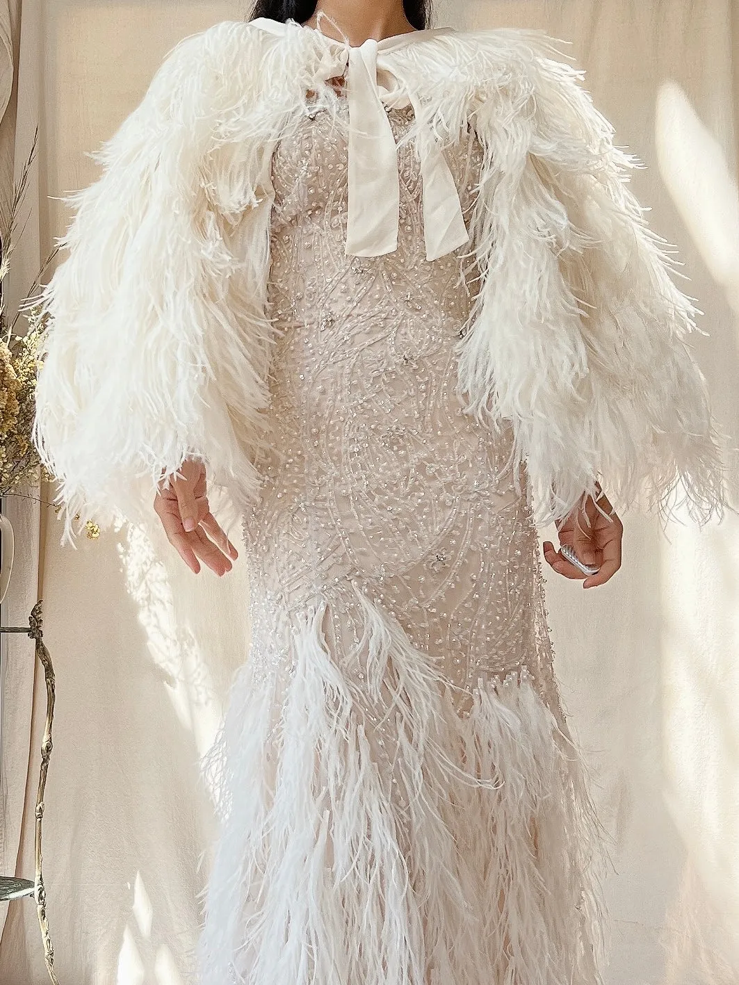 1990s Silk and Ostrich Feather Cape - OSFM