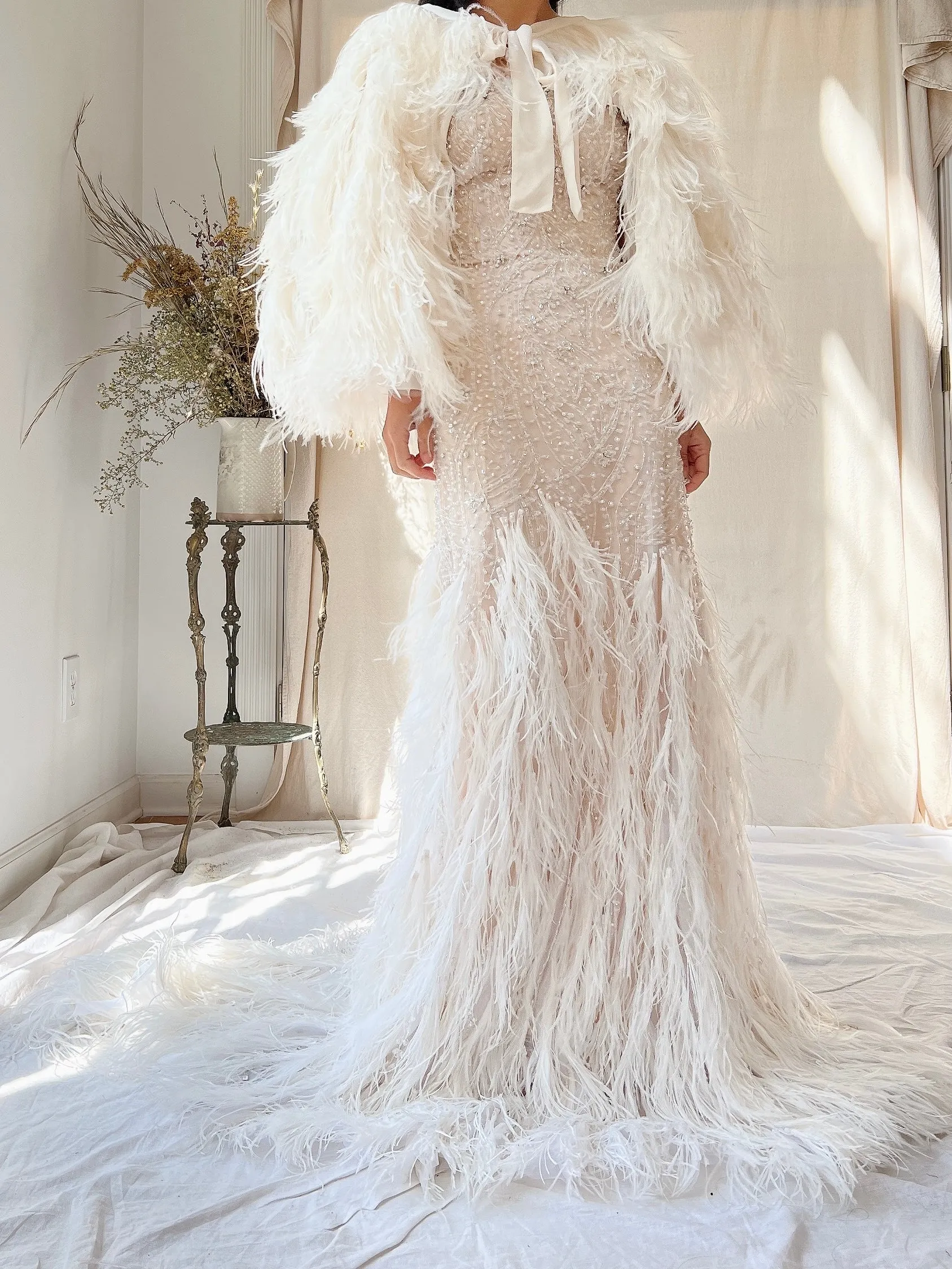 1990s Silk and Ostrich Feather Cape - OSFM