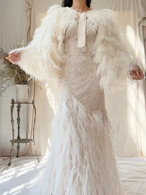 1990s Silk and Ostrich Feather Cape - OSFM