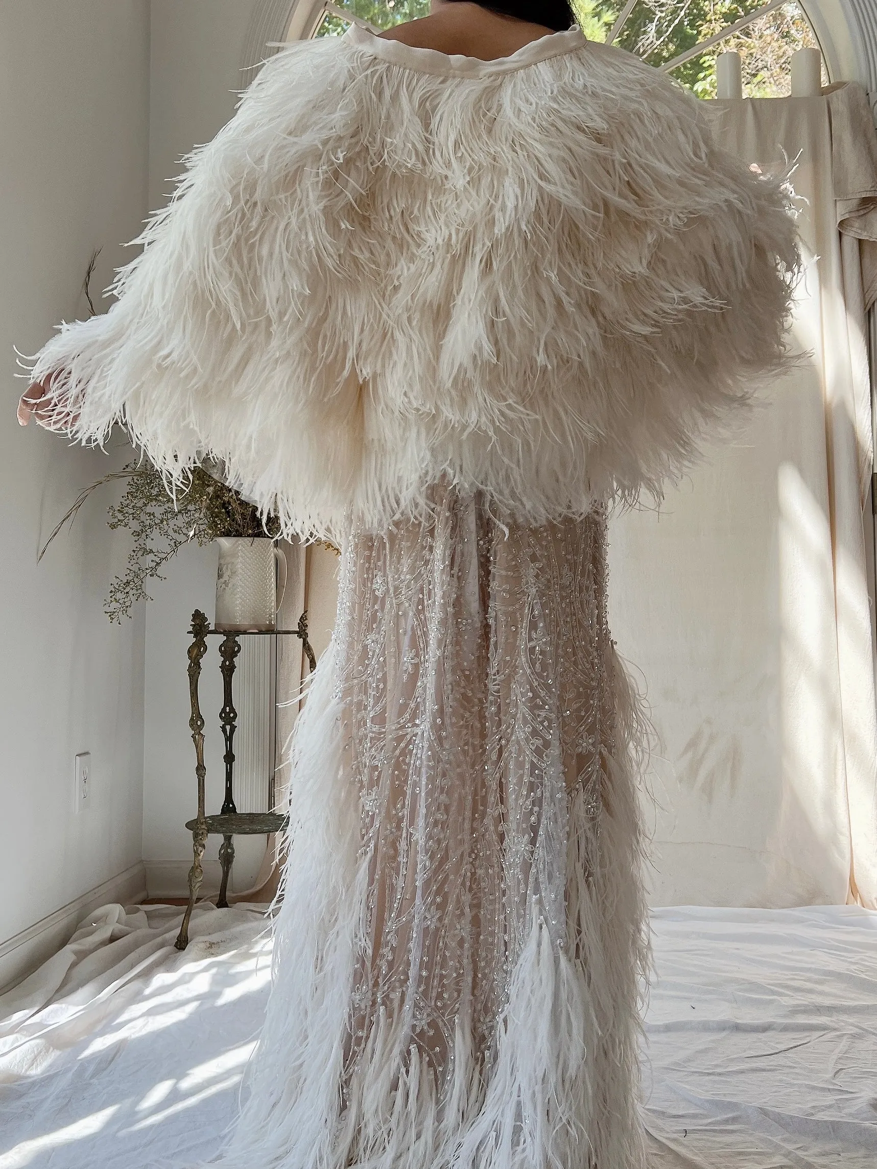 1990s Silk and Ostrich Feather Cape - OSFM